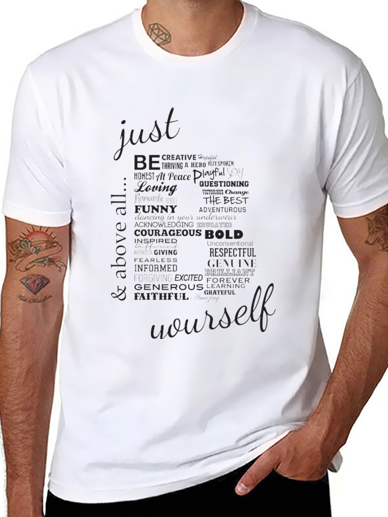 Just Be Yourself Black Graphic T-Shirt