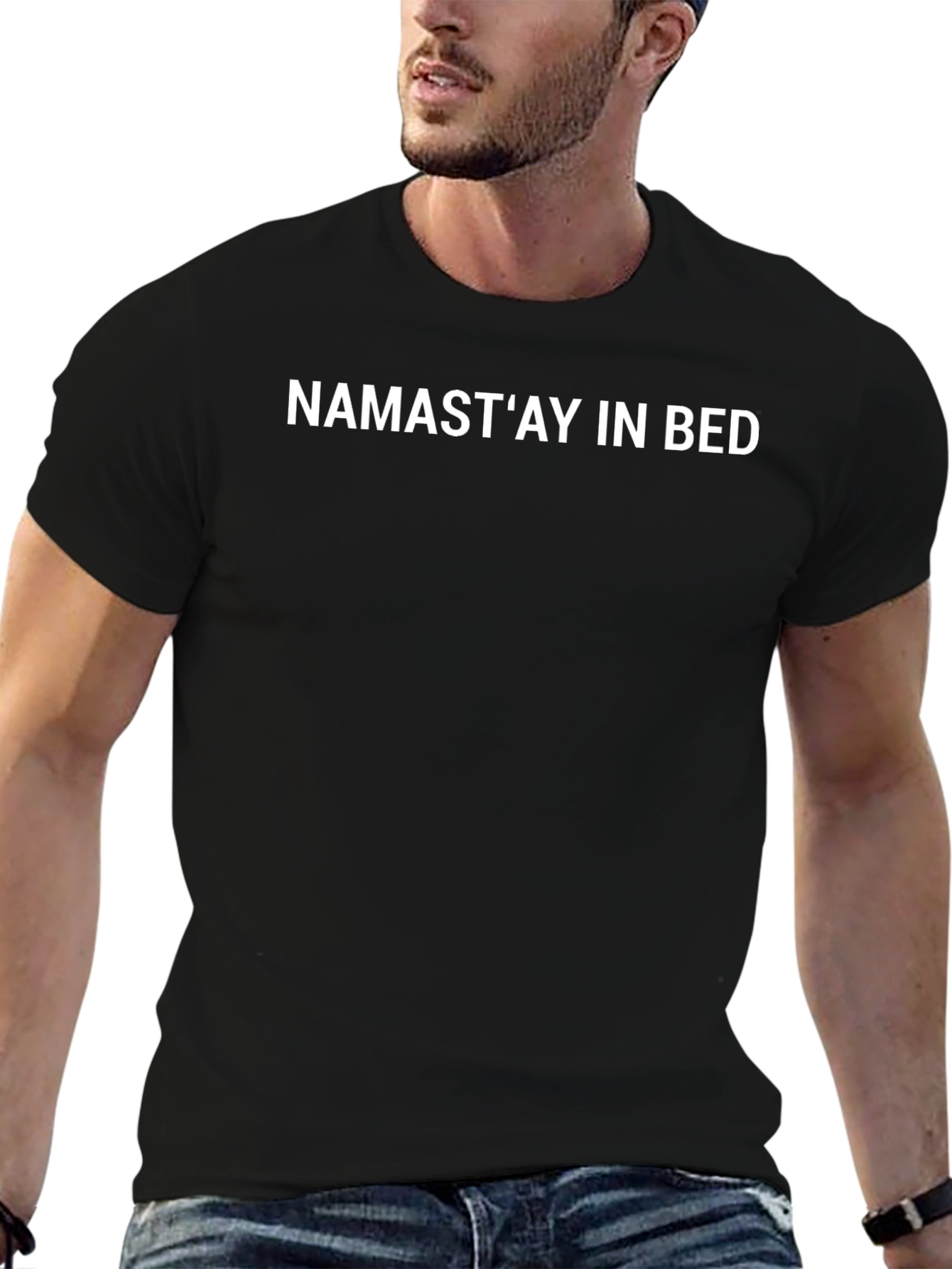 Namastay in Bed Black Graphic Tee