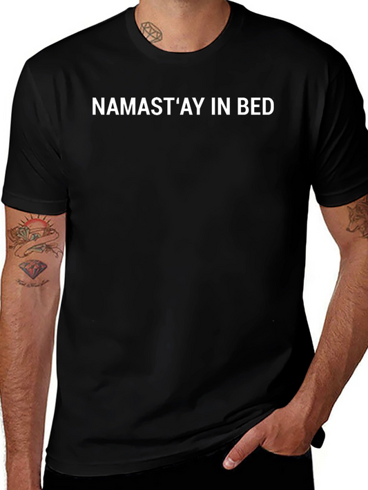 Namastay in Bed Black Graphic Tee