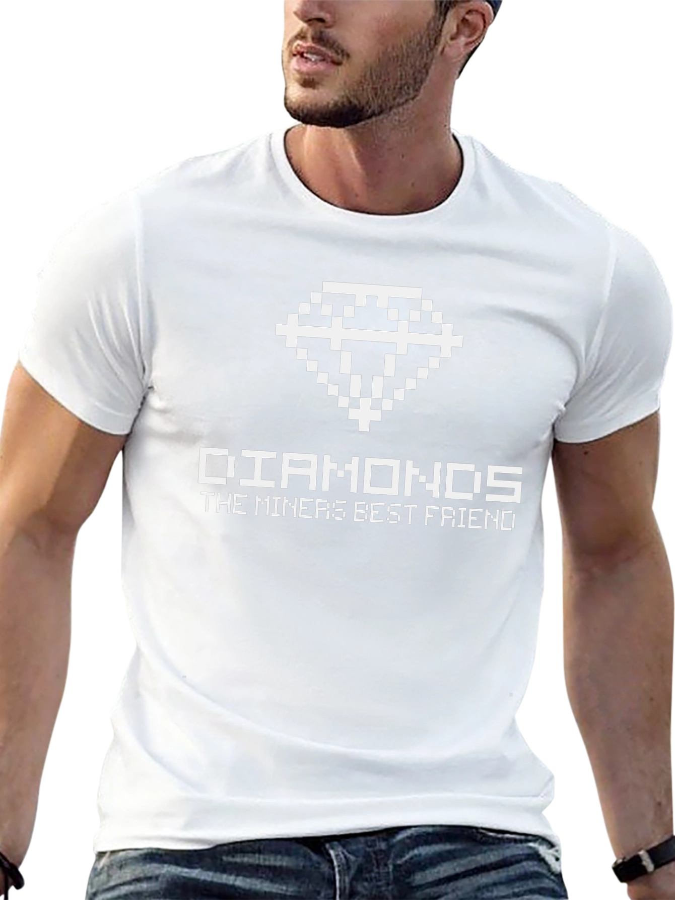 Pixel Diamond Miner T-Shirt - Mens Black Tee