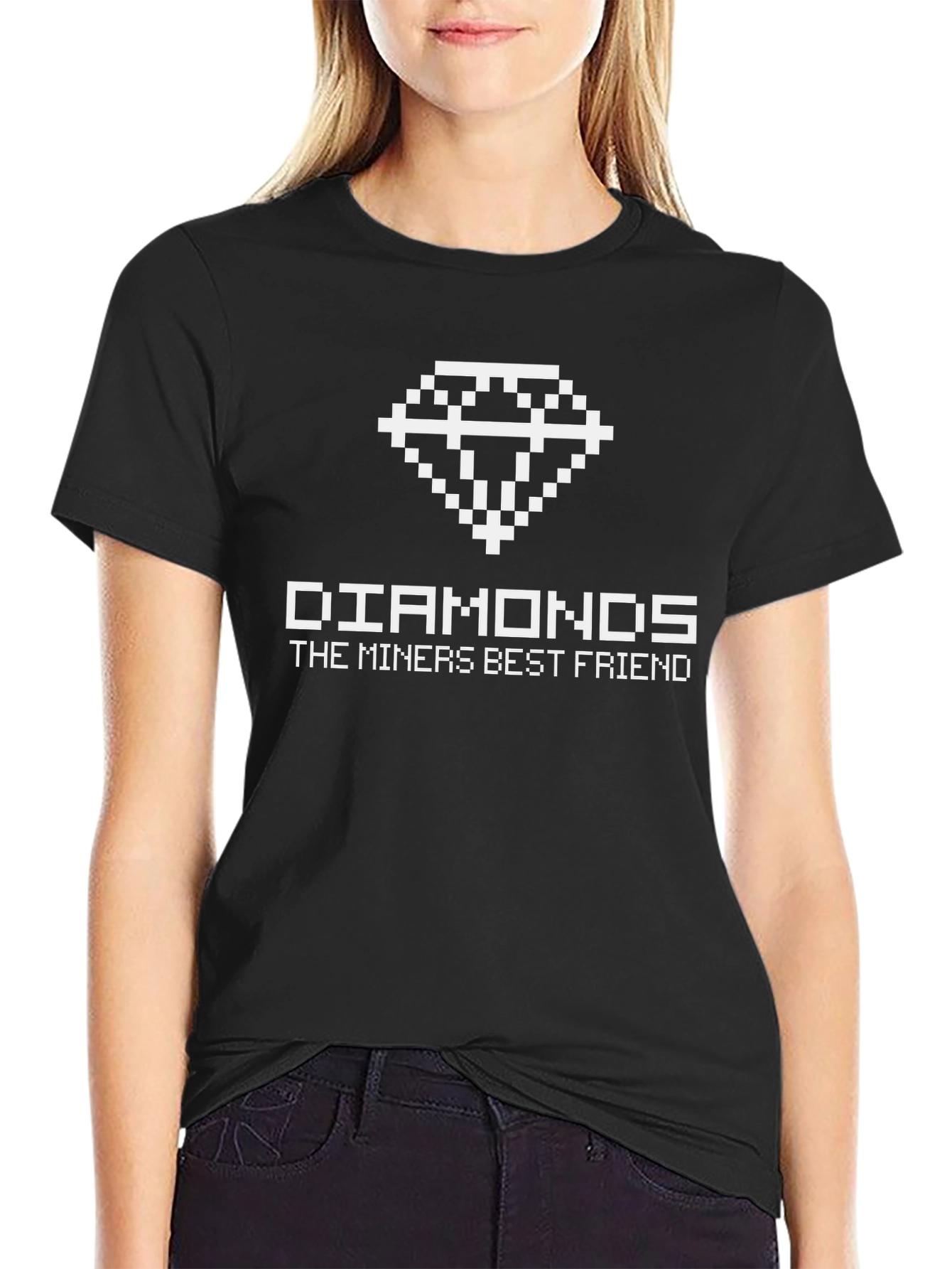 Pixel Diamond Miner T-Shirt - Mens Black Tee