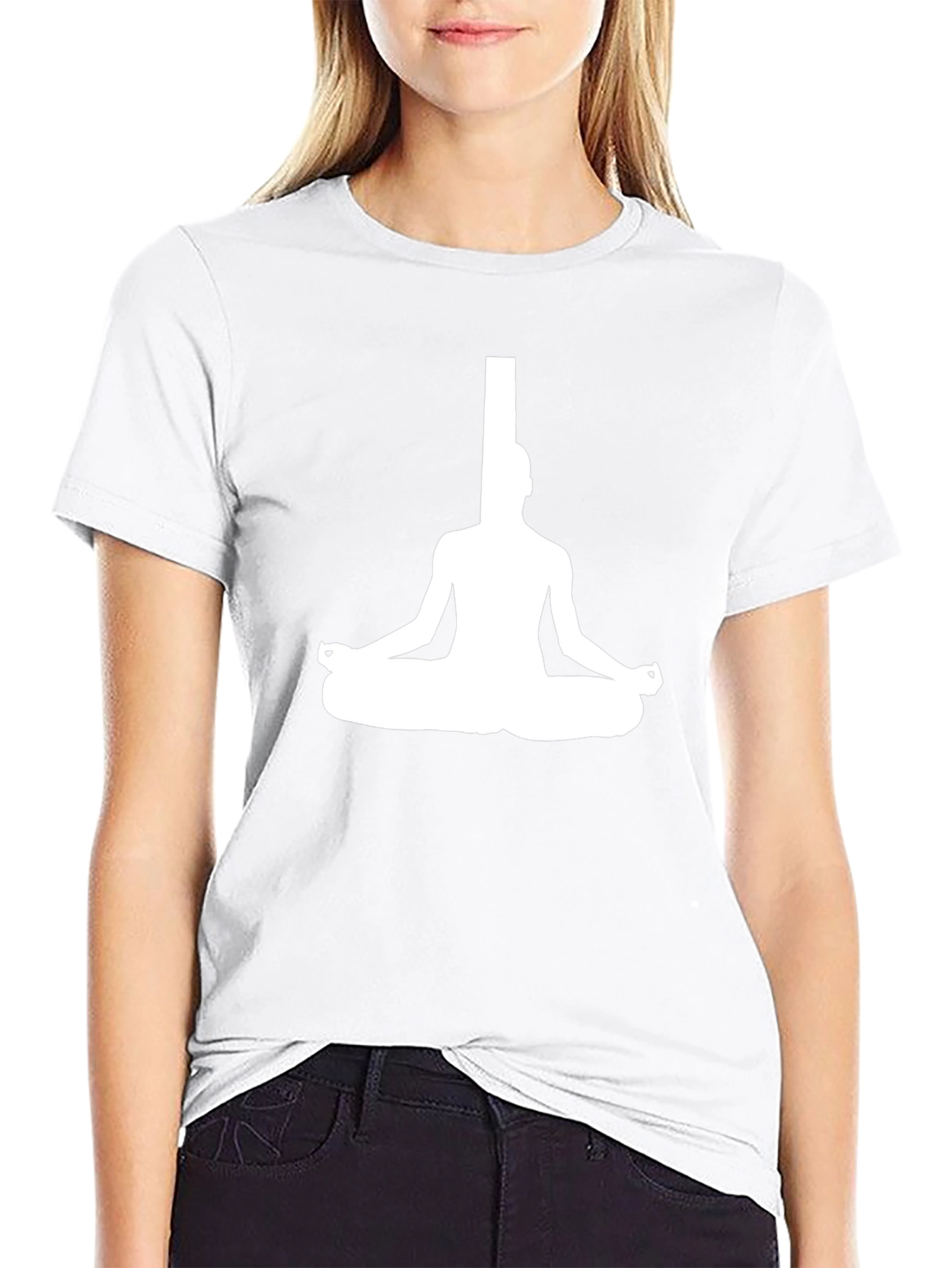 Meditating Man Graphic Tee - Black Cotton Blend T-Shirt