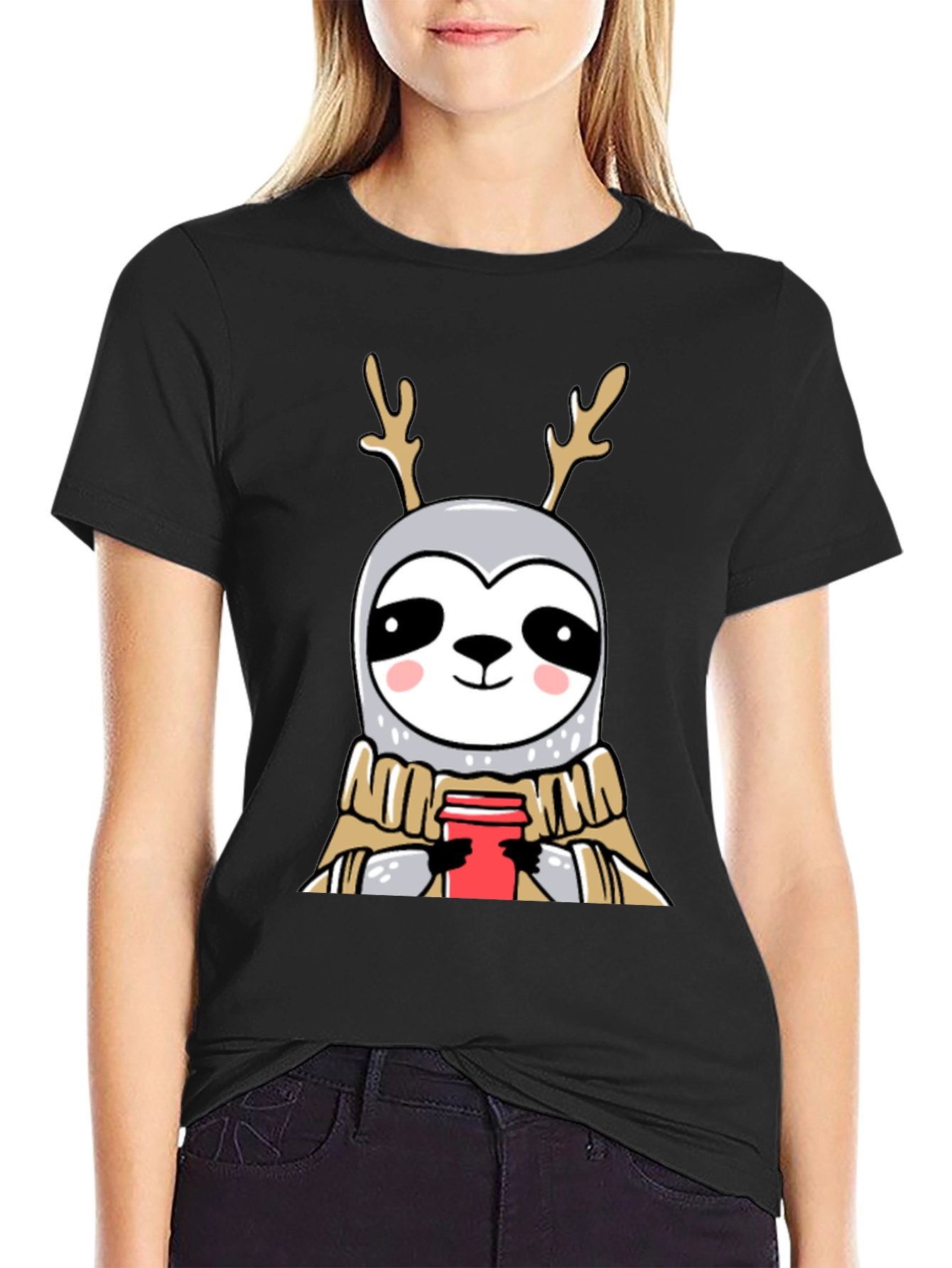 Reindeer Sloth Coffee Lover Tee