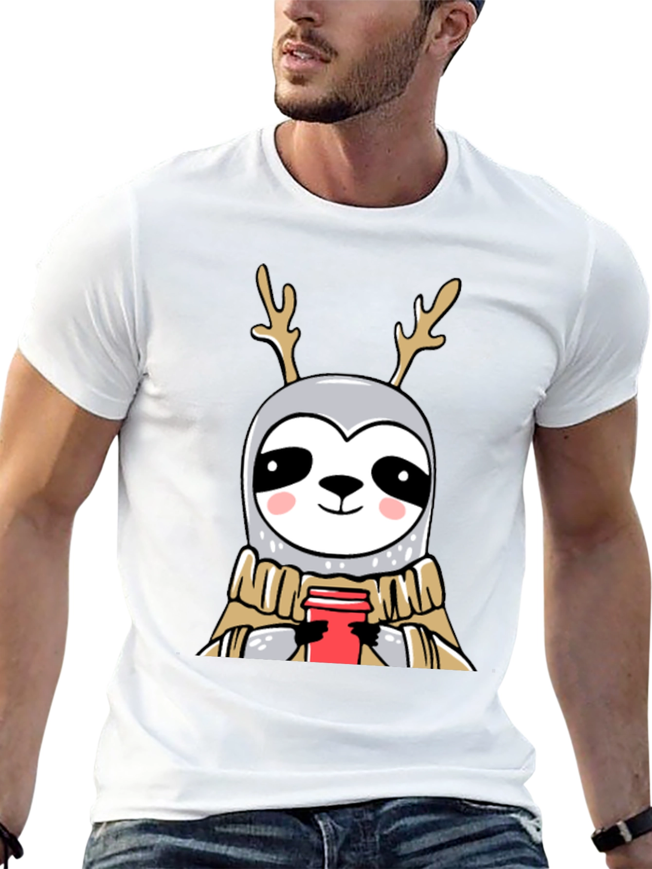 Reindeer Sloth Coffee Lover Tee