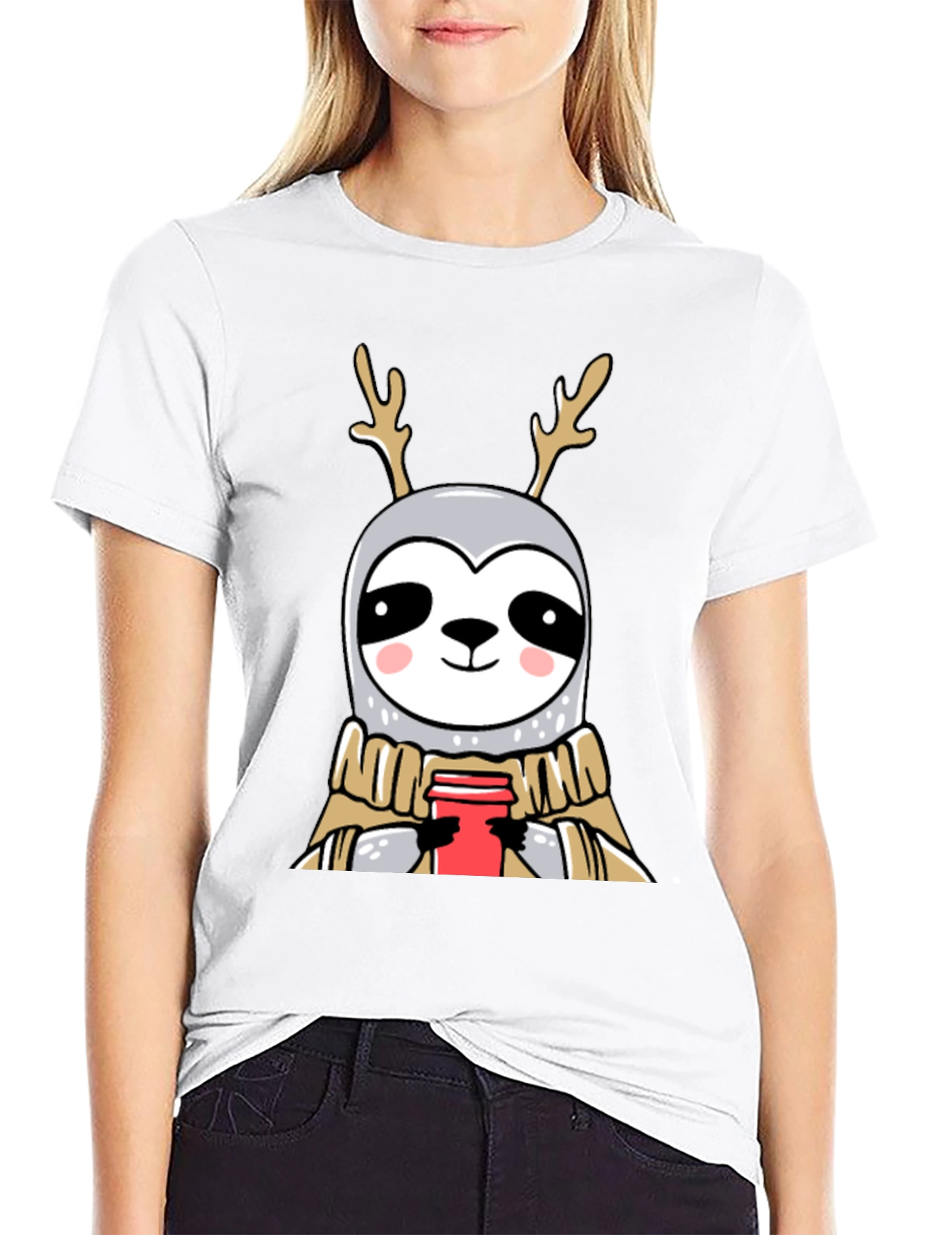 Reindeer Sloth Coffee Lover Tee