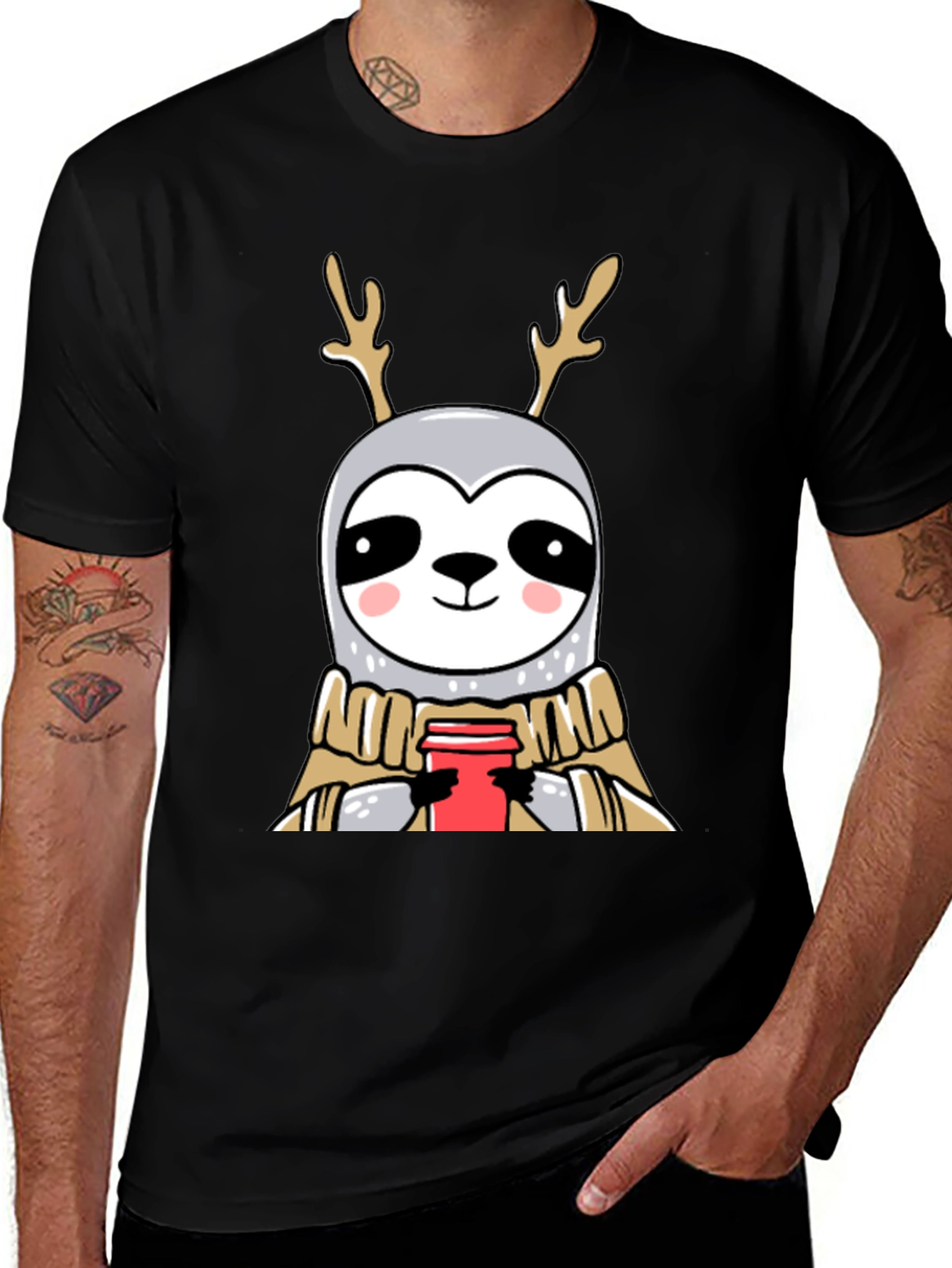 Reindeer Sloth Coffee Lover Tee