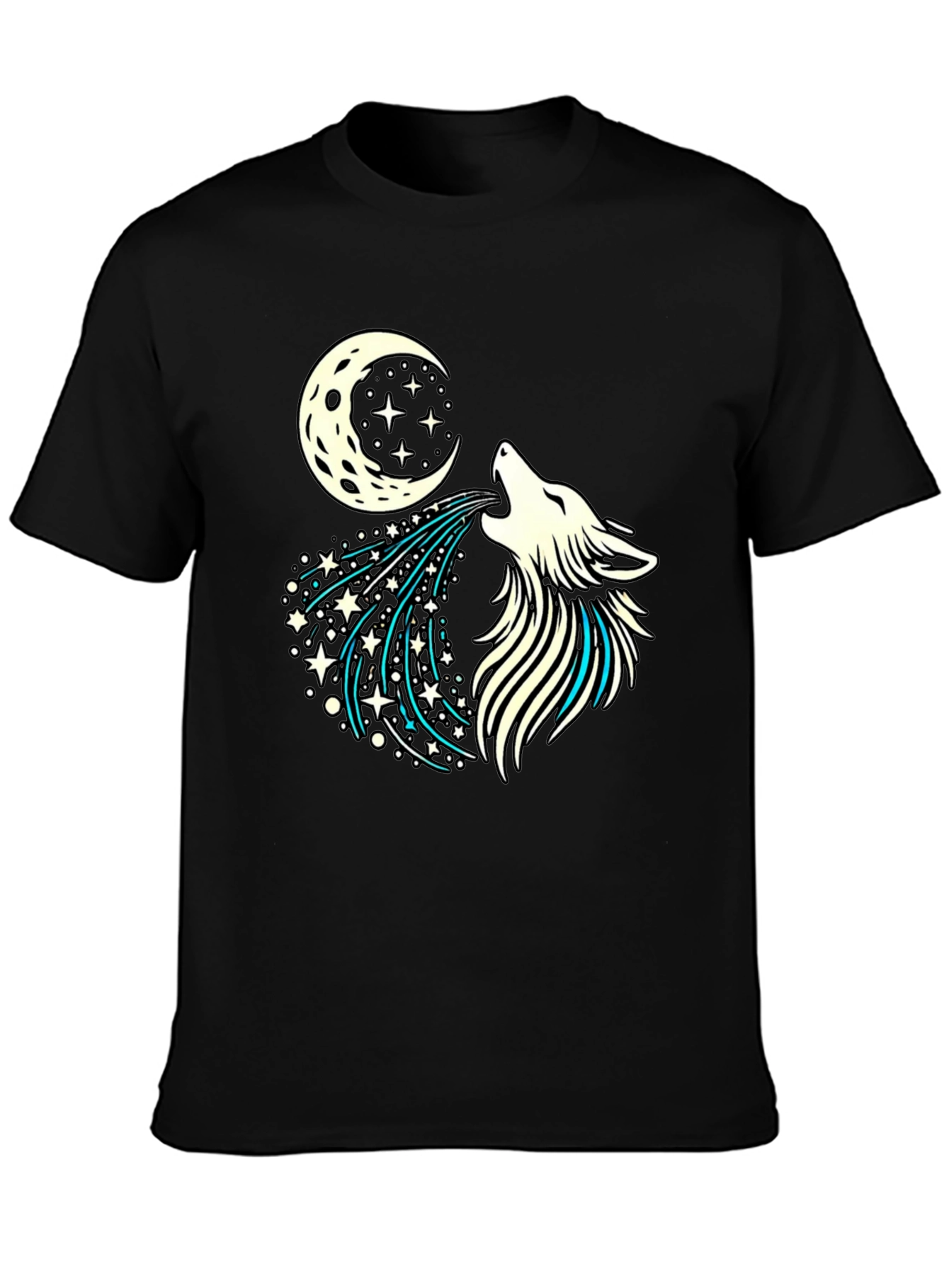 Wolf Howling Moon Starry Graphic Tee