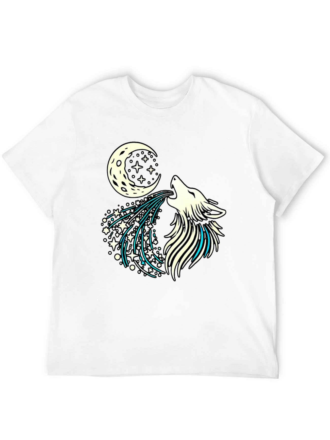 Wolf Howling Moon Starry Graphic Tee