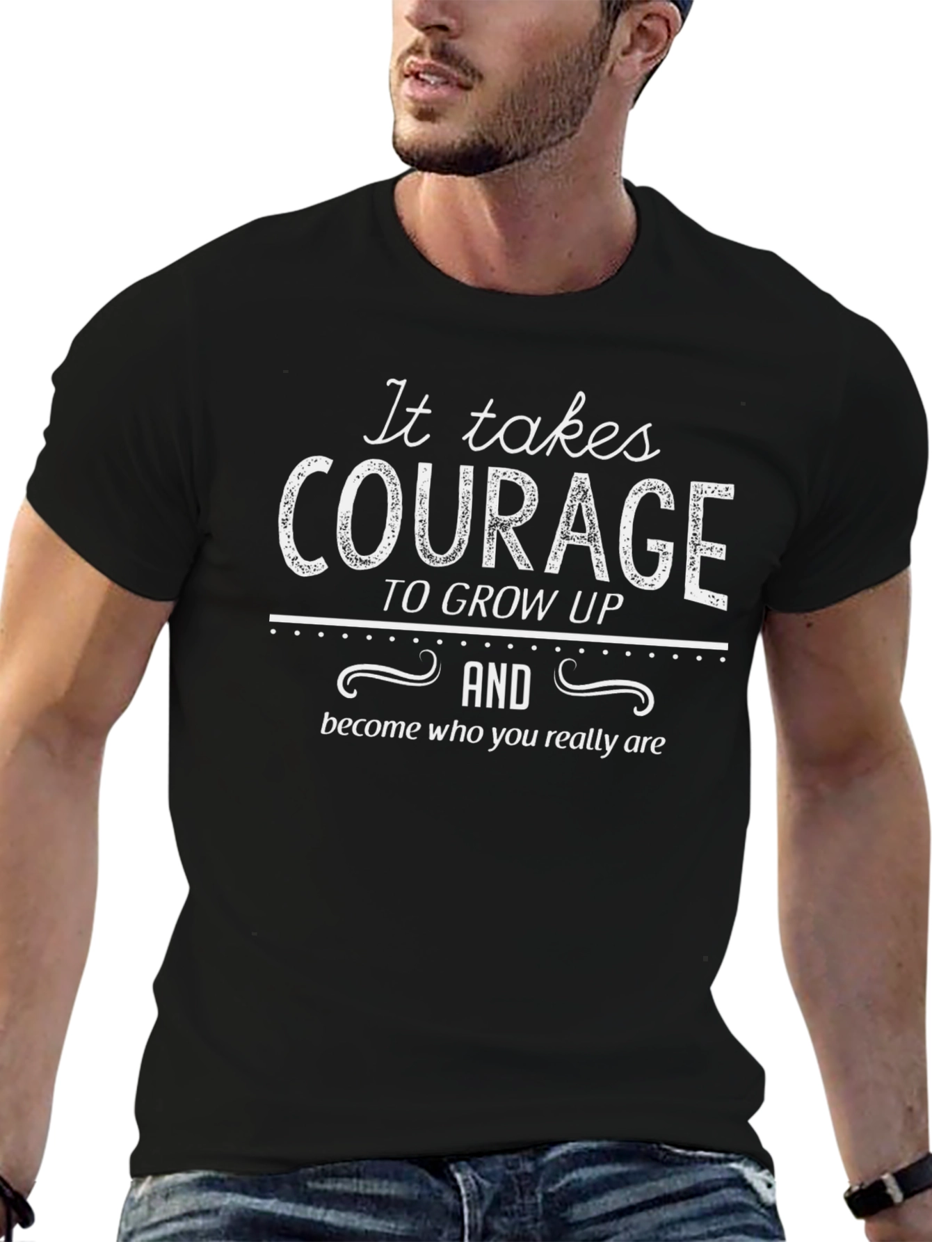 Courage to Grow Up T-Shirt - Inspirational Black Tee