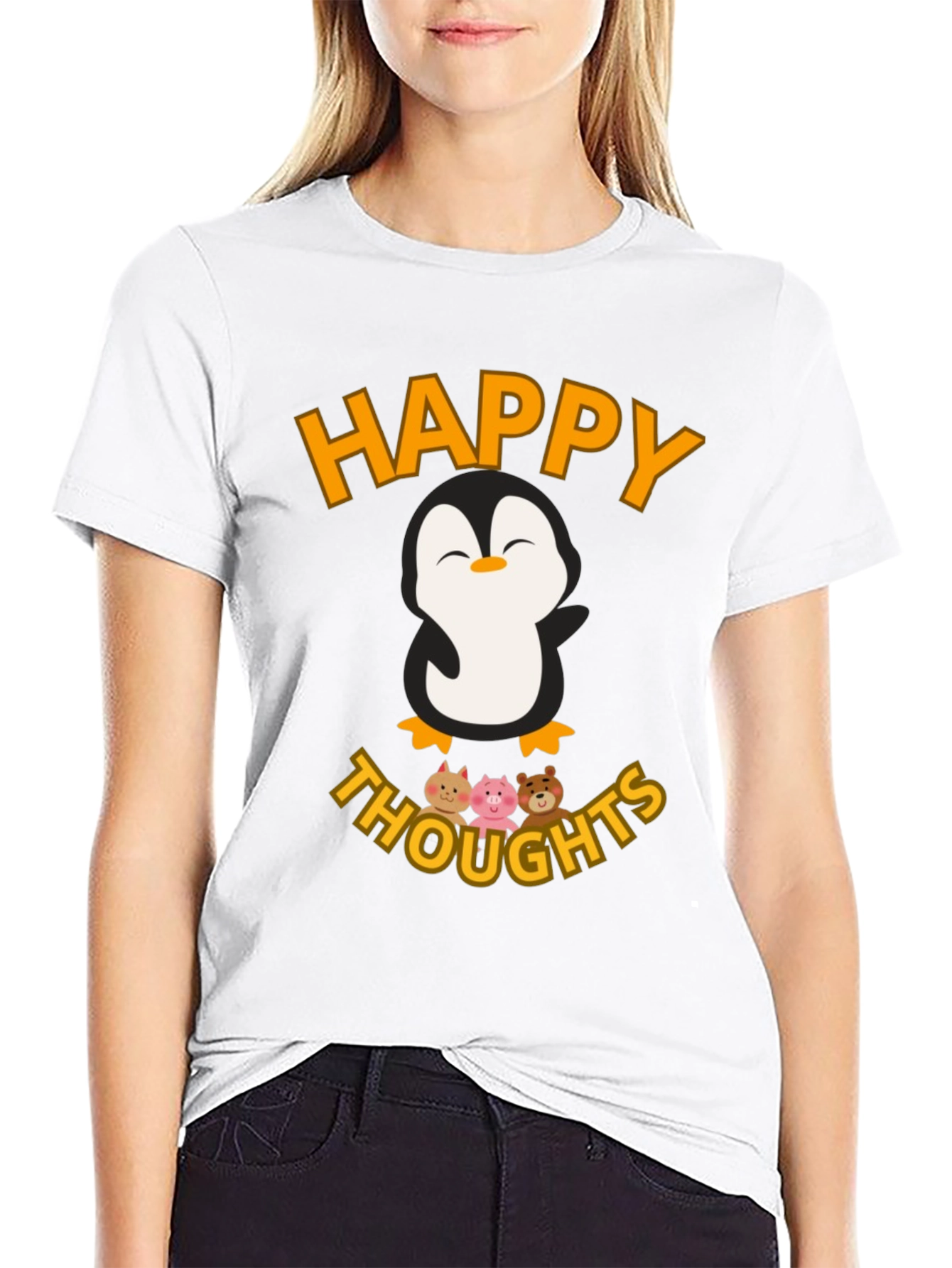 Happy Thoughts Penguin Graphic T-Shirt
