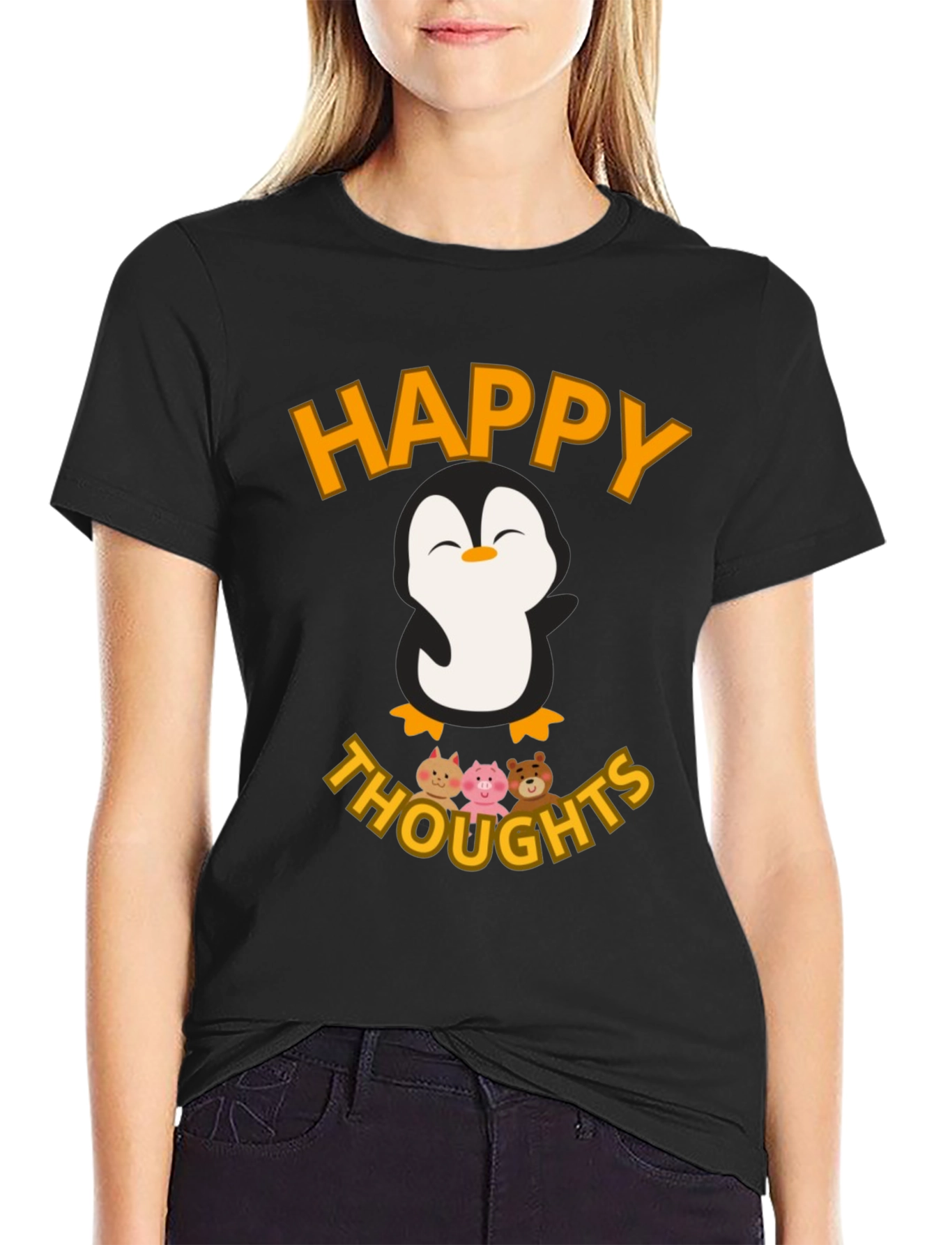 Happy Thoughts Penguin Graphic T-Shirt