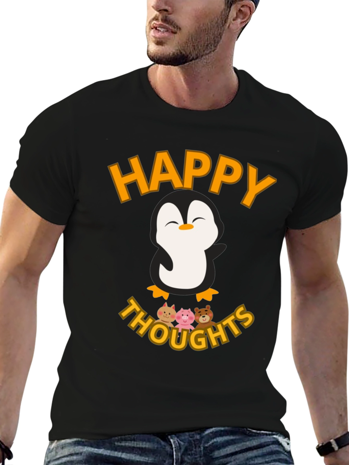 Happy Thoughts Penguin Graphic T-Shirt