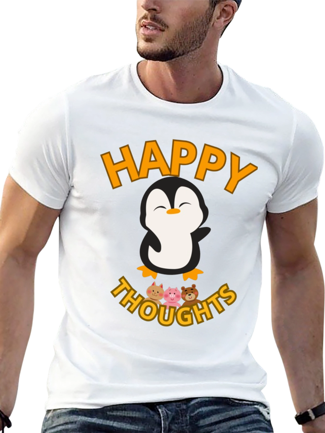 Happy Thoughts Penguin Graphic T-Shirt