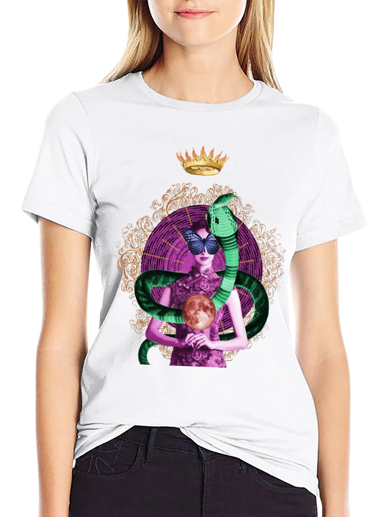 Mystic Serpent Queen T-Shirt - Unique Graphic Tee