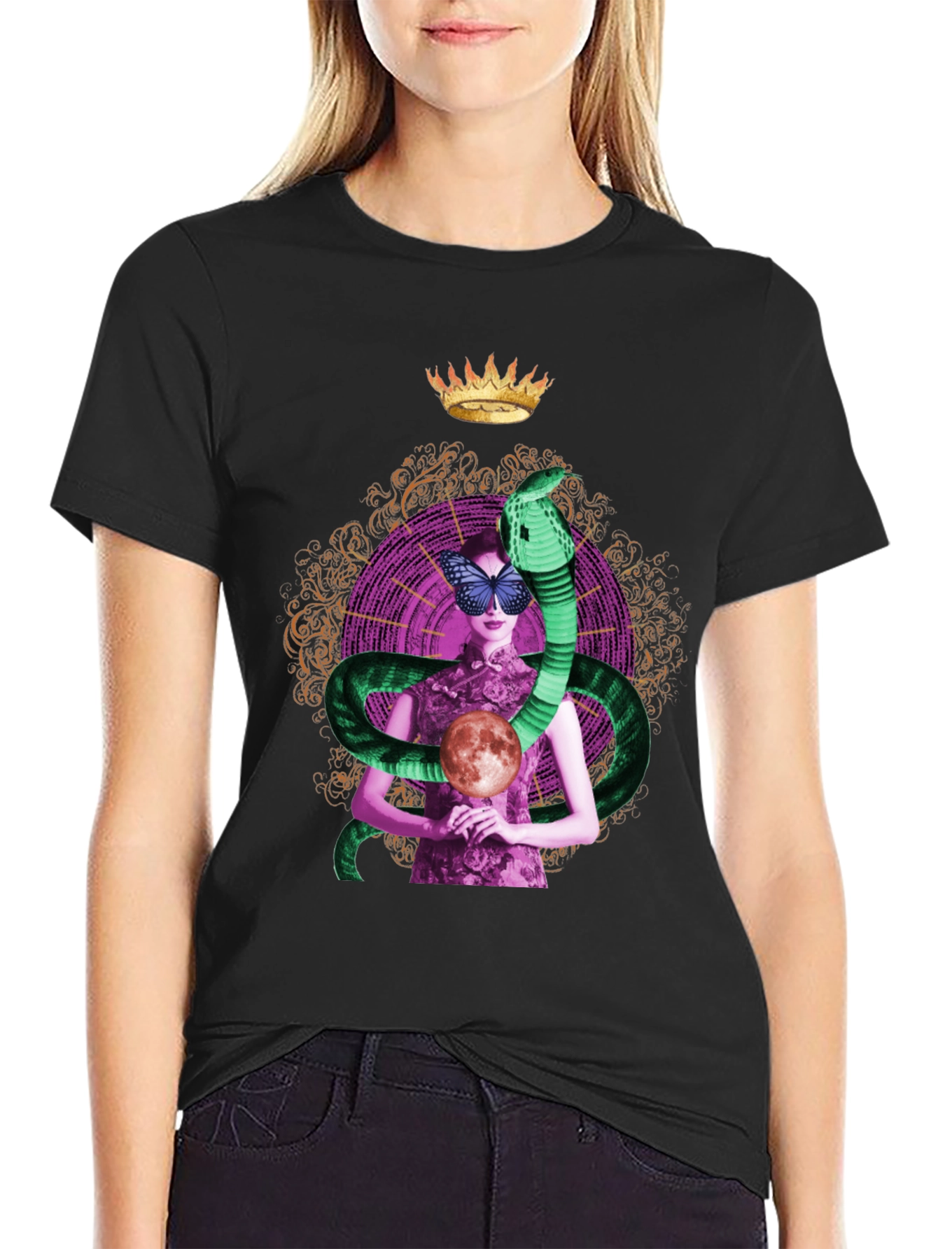 Mystic Serpent Queen T-Shirt - Unique Graphic Tee
