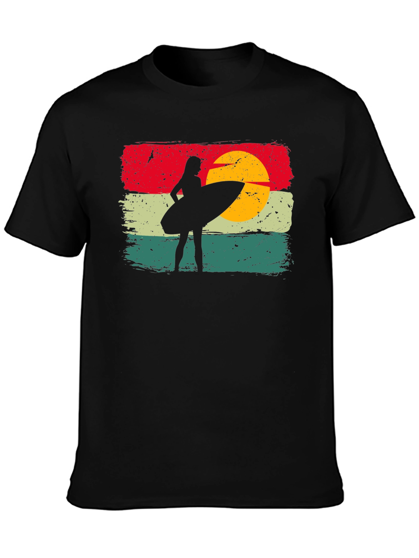 Retro Sunset Surfer Girl Tee