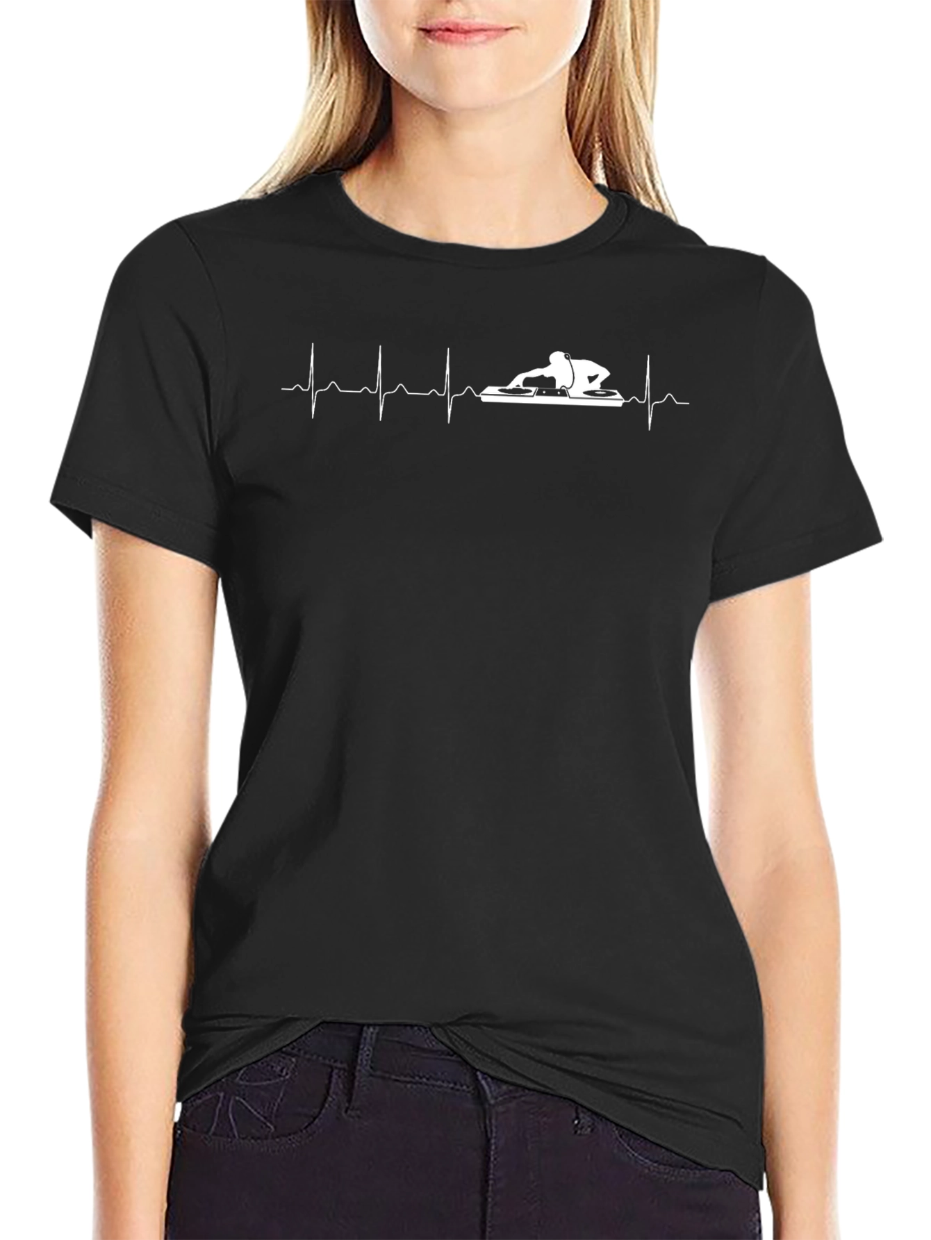 DJ Heartbeat Graphic T-Shirt - Black