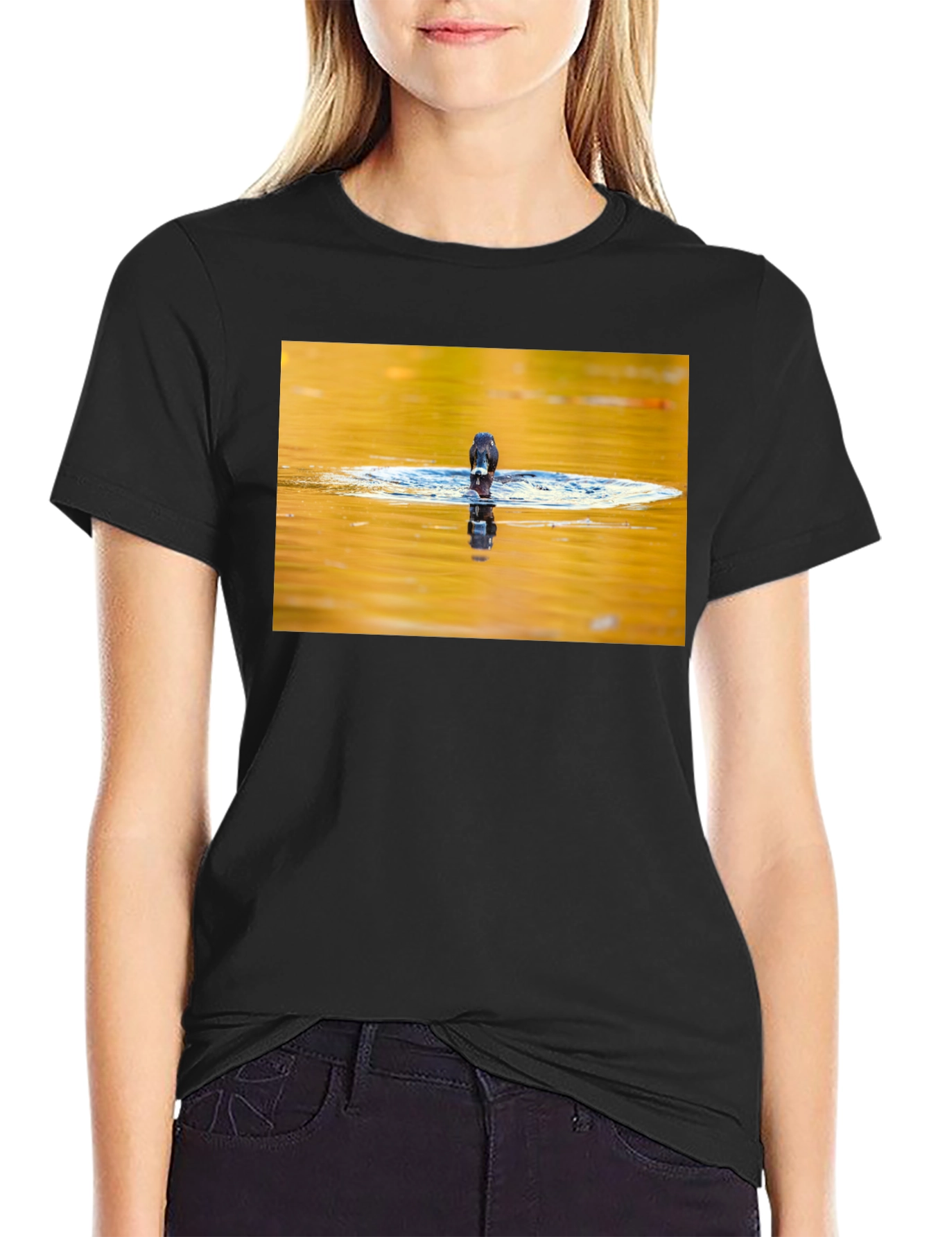 Bird Reflection Graphic Tee - Black Unisex T-Shirt