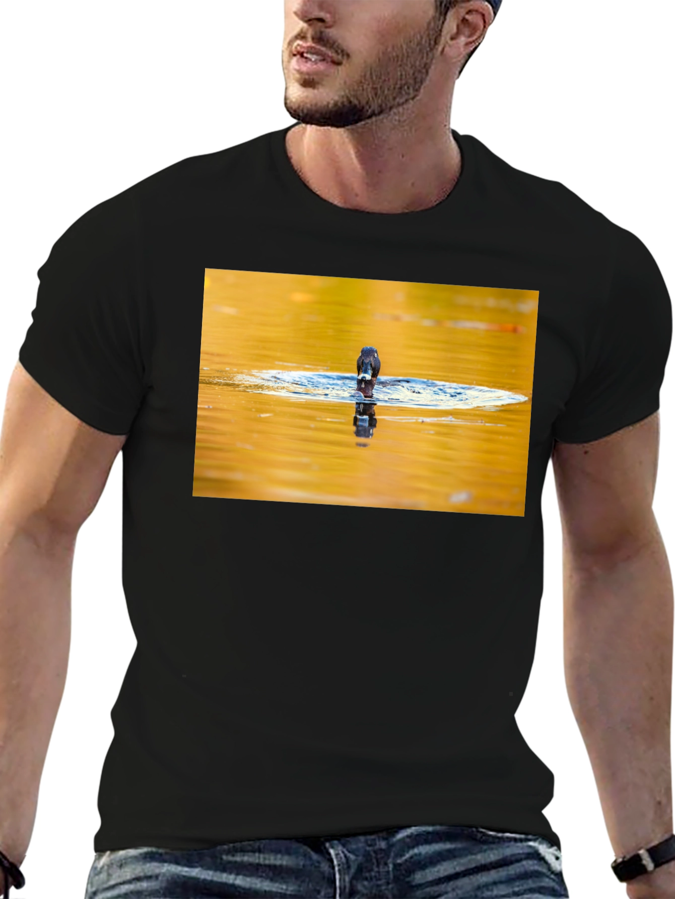 Bird Reflection Graphic Tee - Black Unisex T-Shirt