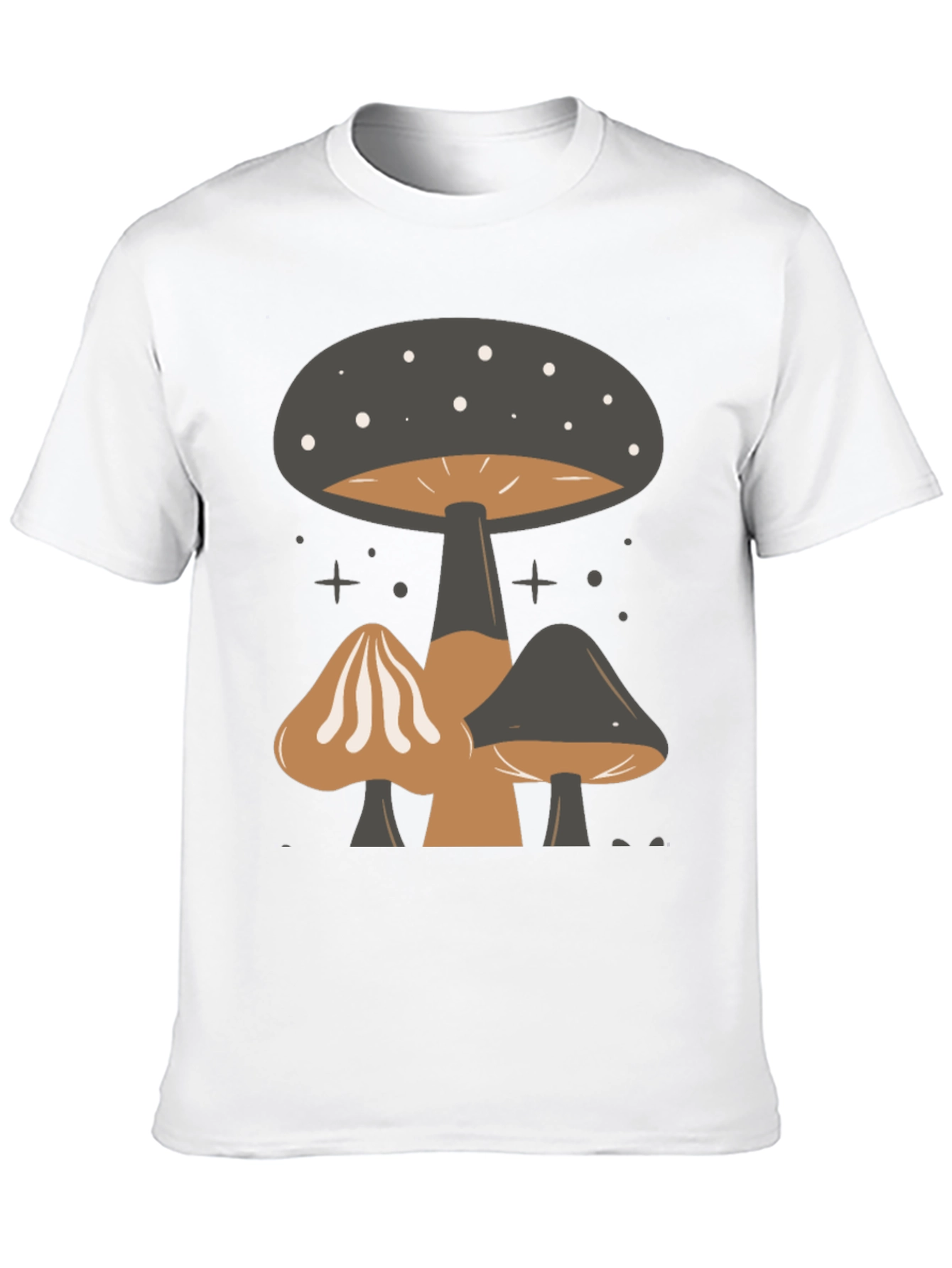 Mushroom Print Tee - Black Graphic T-Shirt