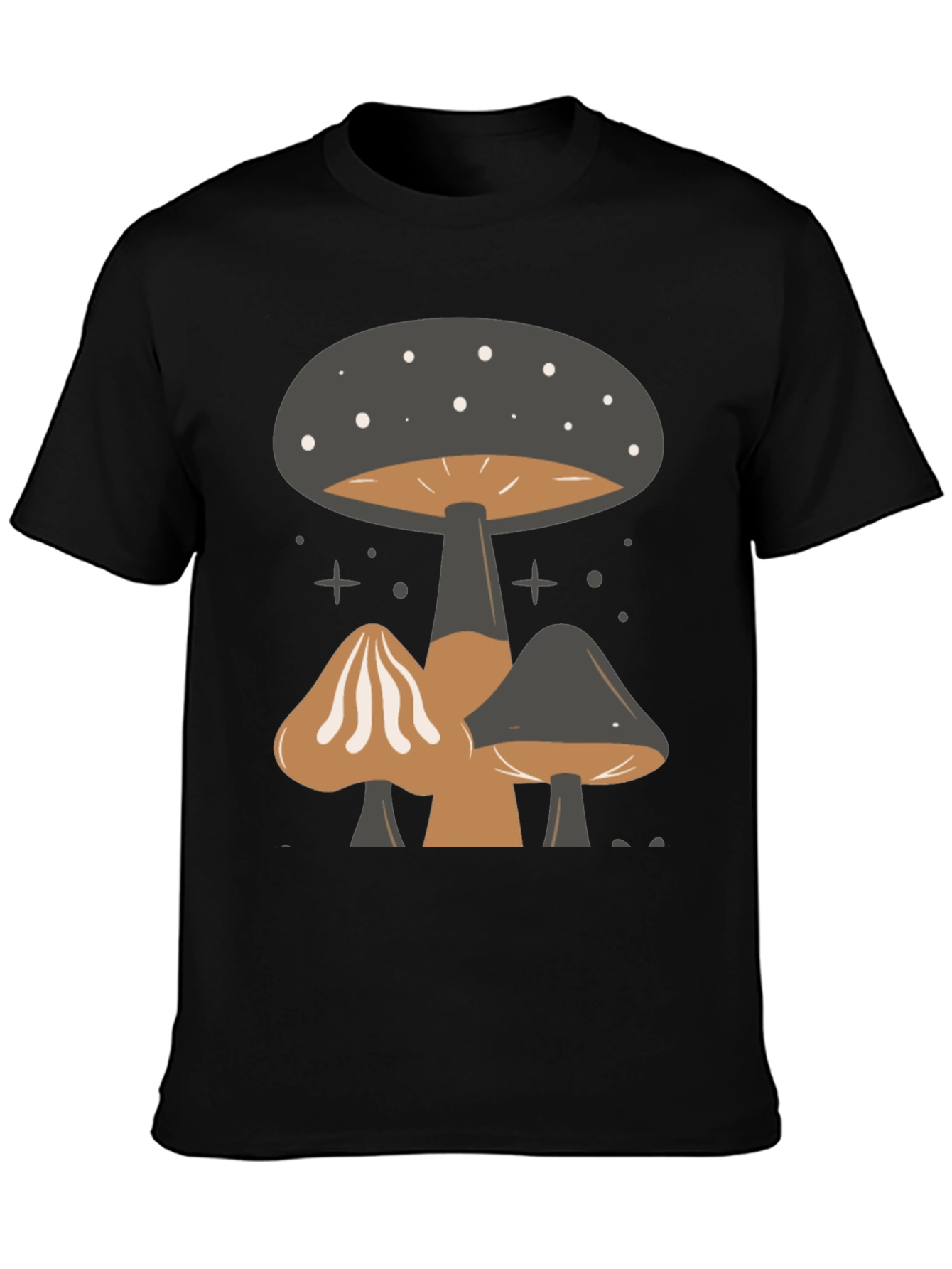 Mushroom Print Tee - Black Graphic T-Shirt