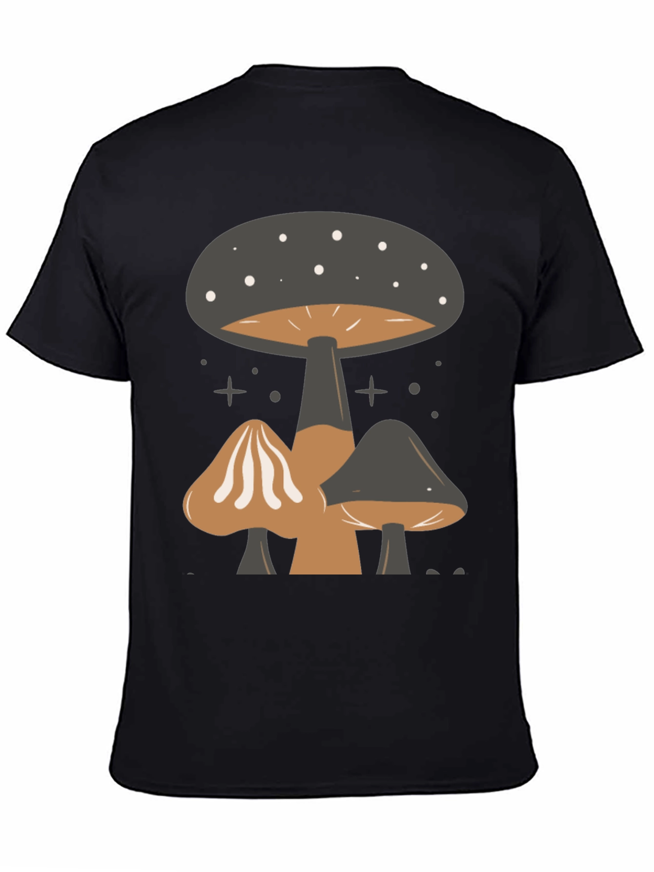 Mushroom Print Tee - Black Graphic T-Shirt