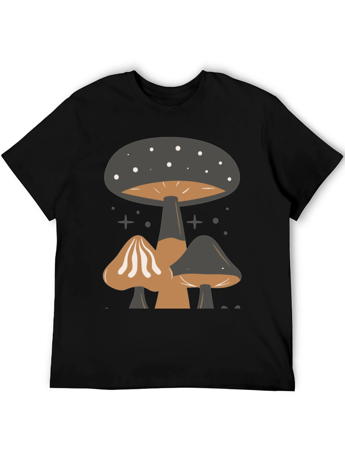 Mushroom Print Tee - Black Graphic T-Shirt