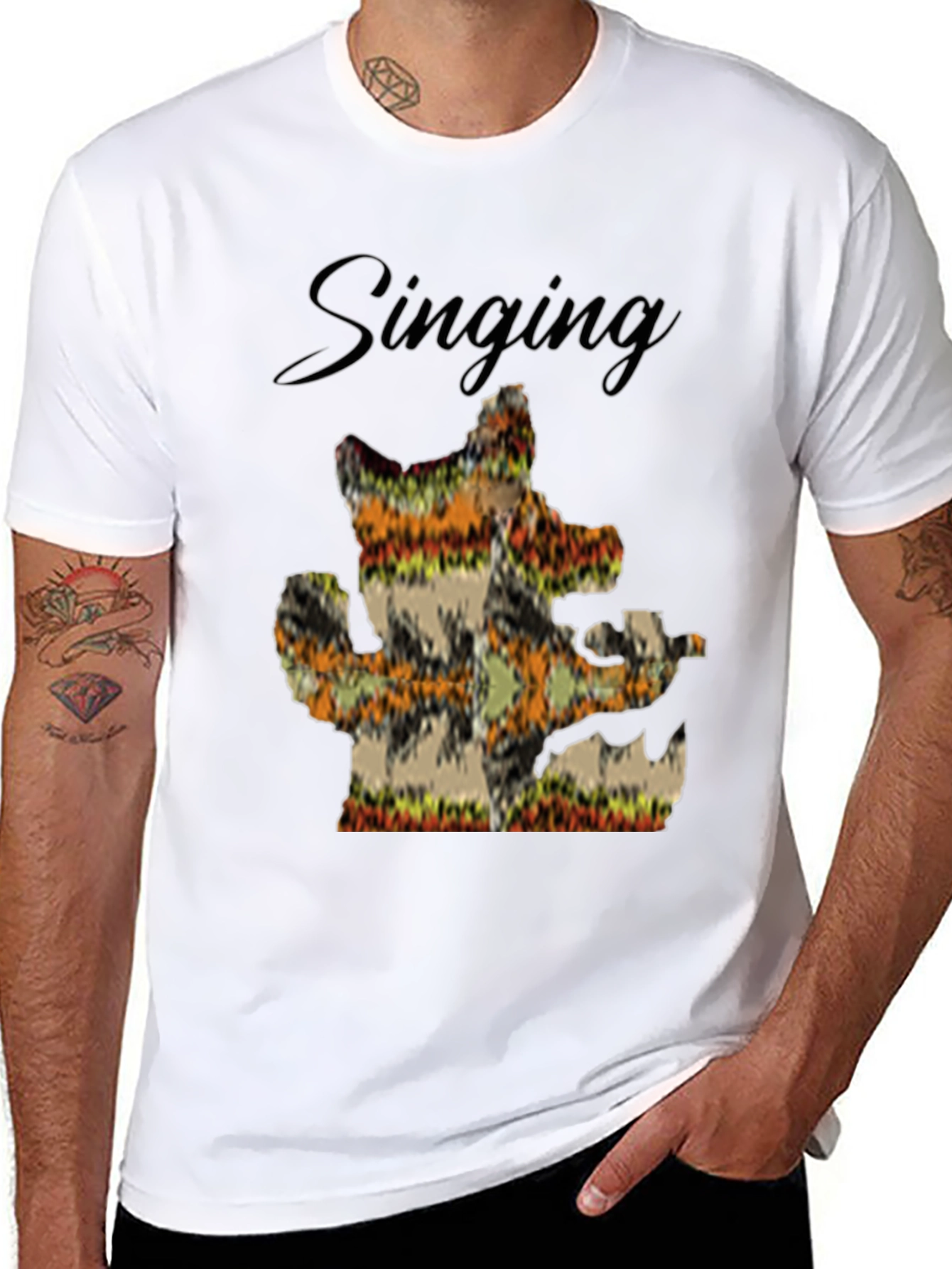 Singing Cactus Mens Black T-Shirt