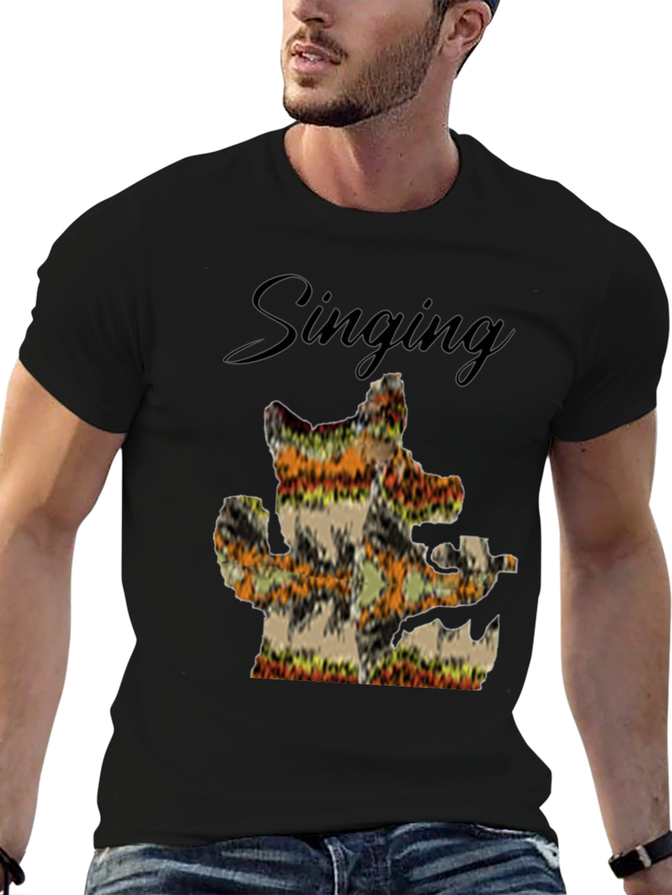 Singing Cactus Mens Black T-Shirt