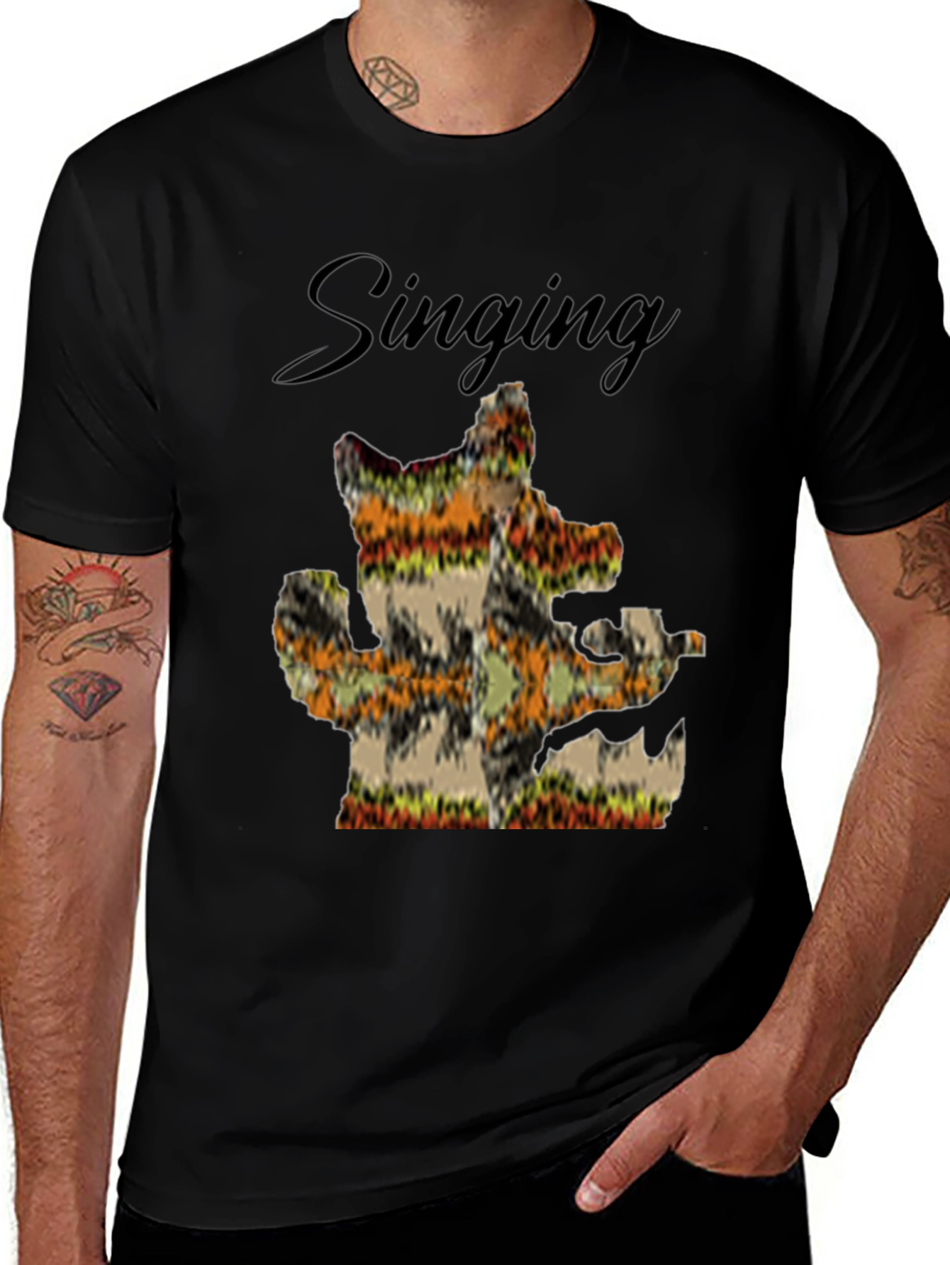 Singing Cactus Mens Black T-Shirt