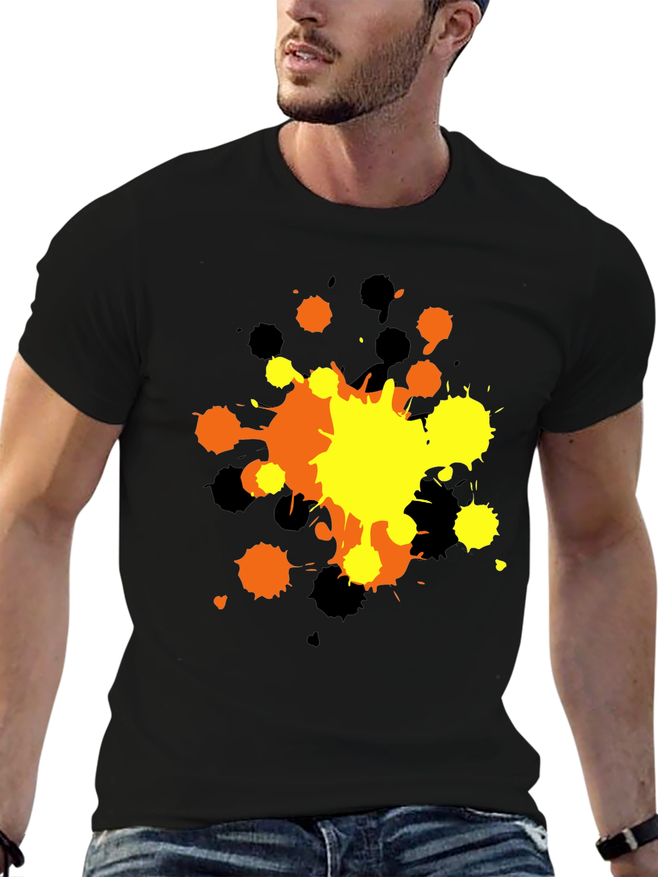 Abstract Splatter Graphic T-Shirt - Black