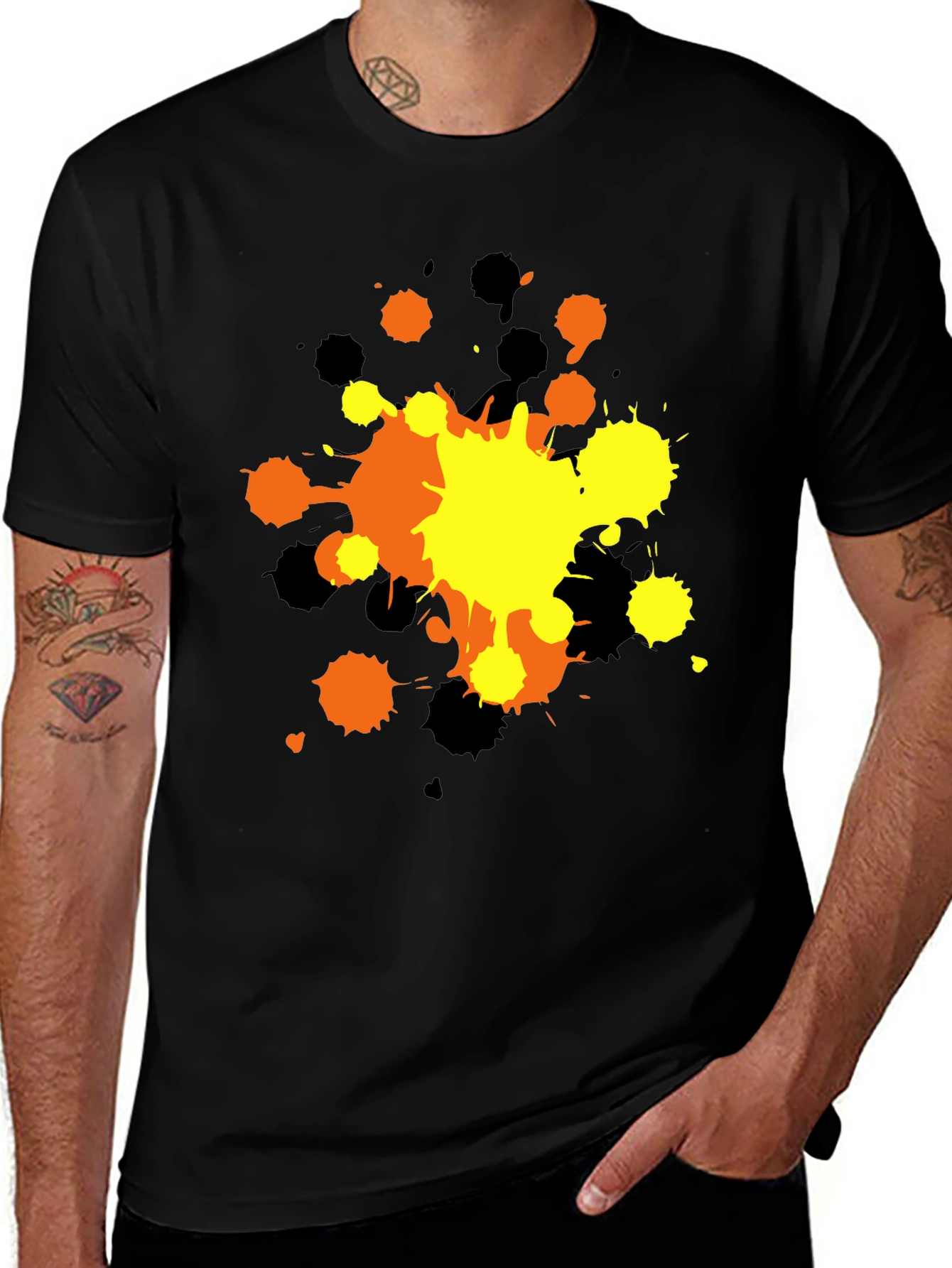 Abstract Splatter Graphic T-Shirt - Black