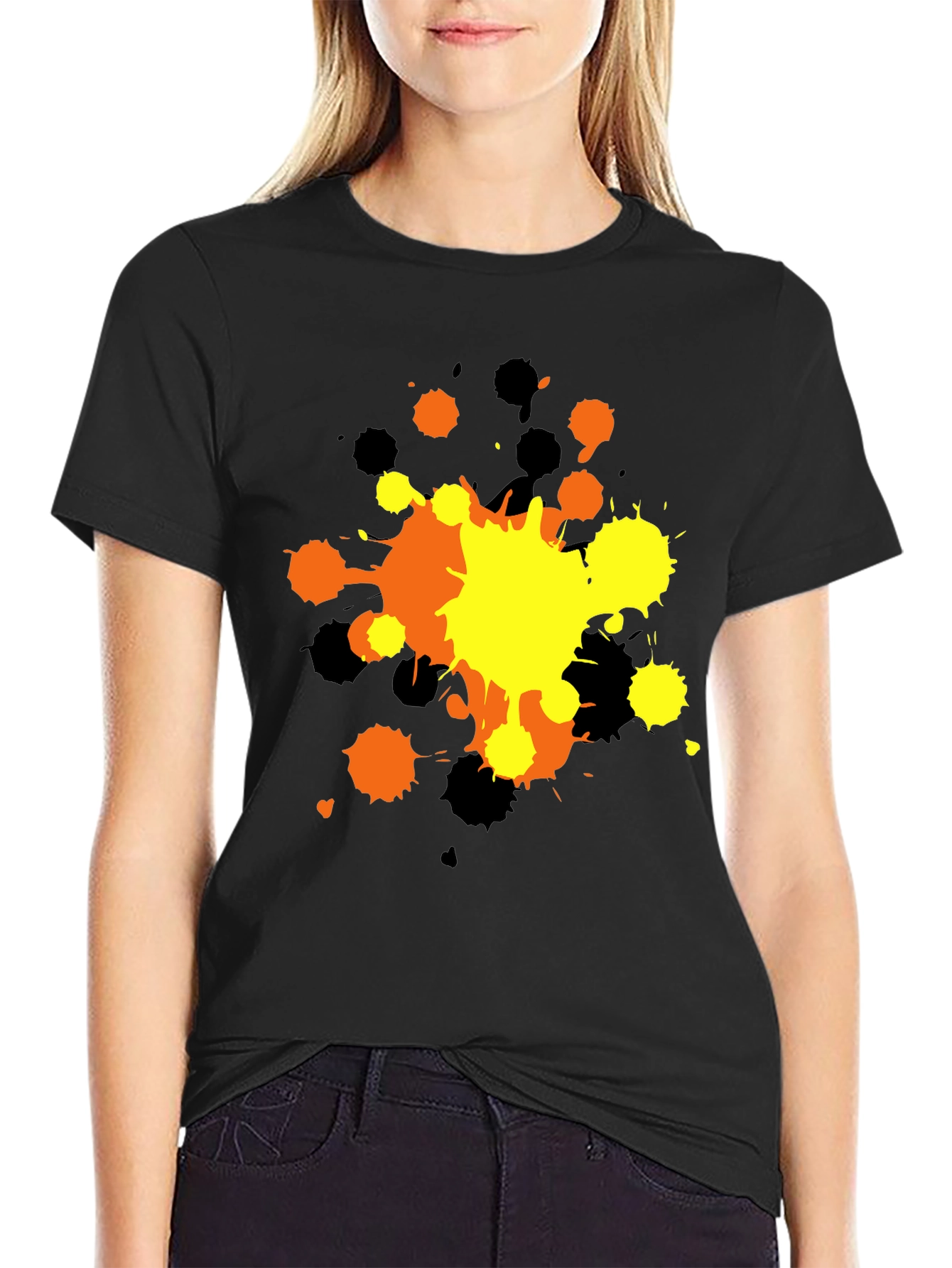 Abstract Splatter Graphic T-Shirt - Black