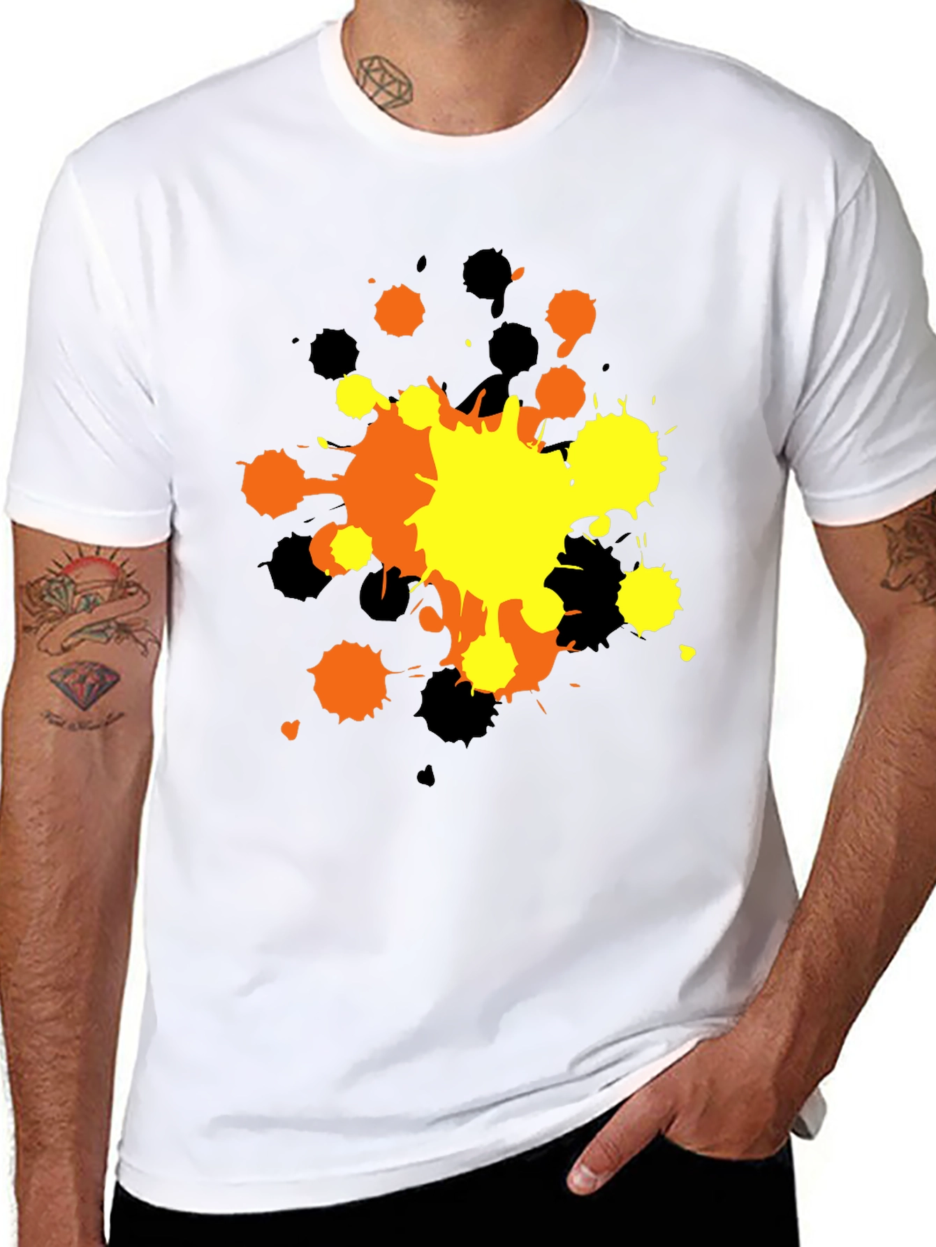 Abstract Splatter Graphic T-Shirt - Black
