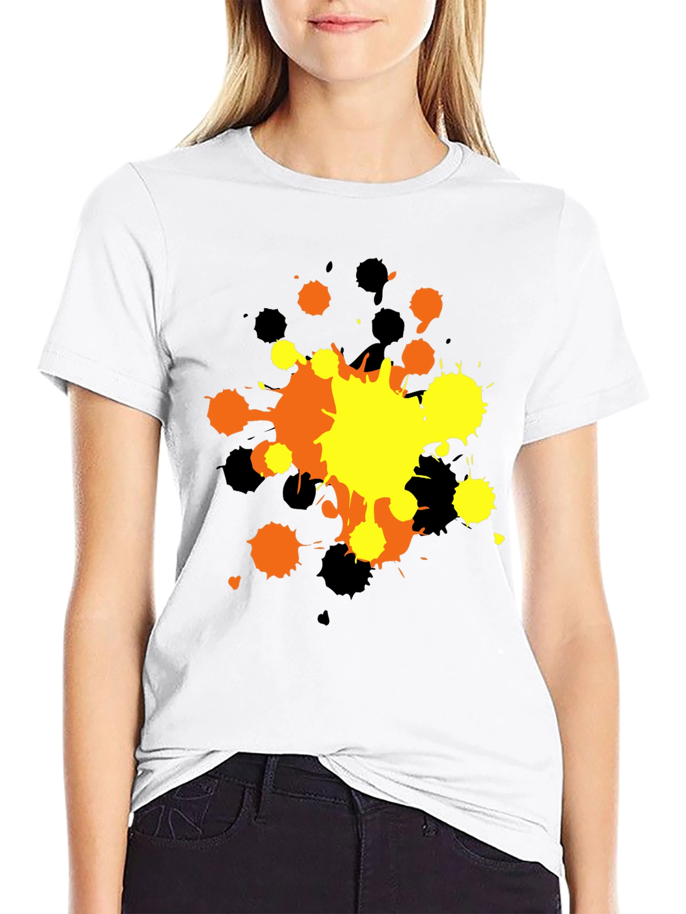 Abstract Splatter Graphic T-Shirt - Black