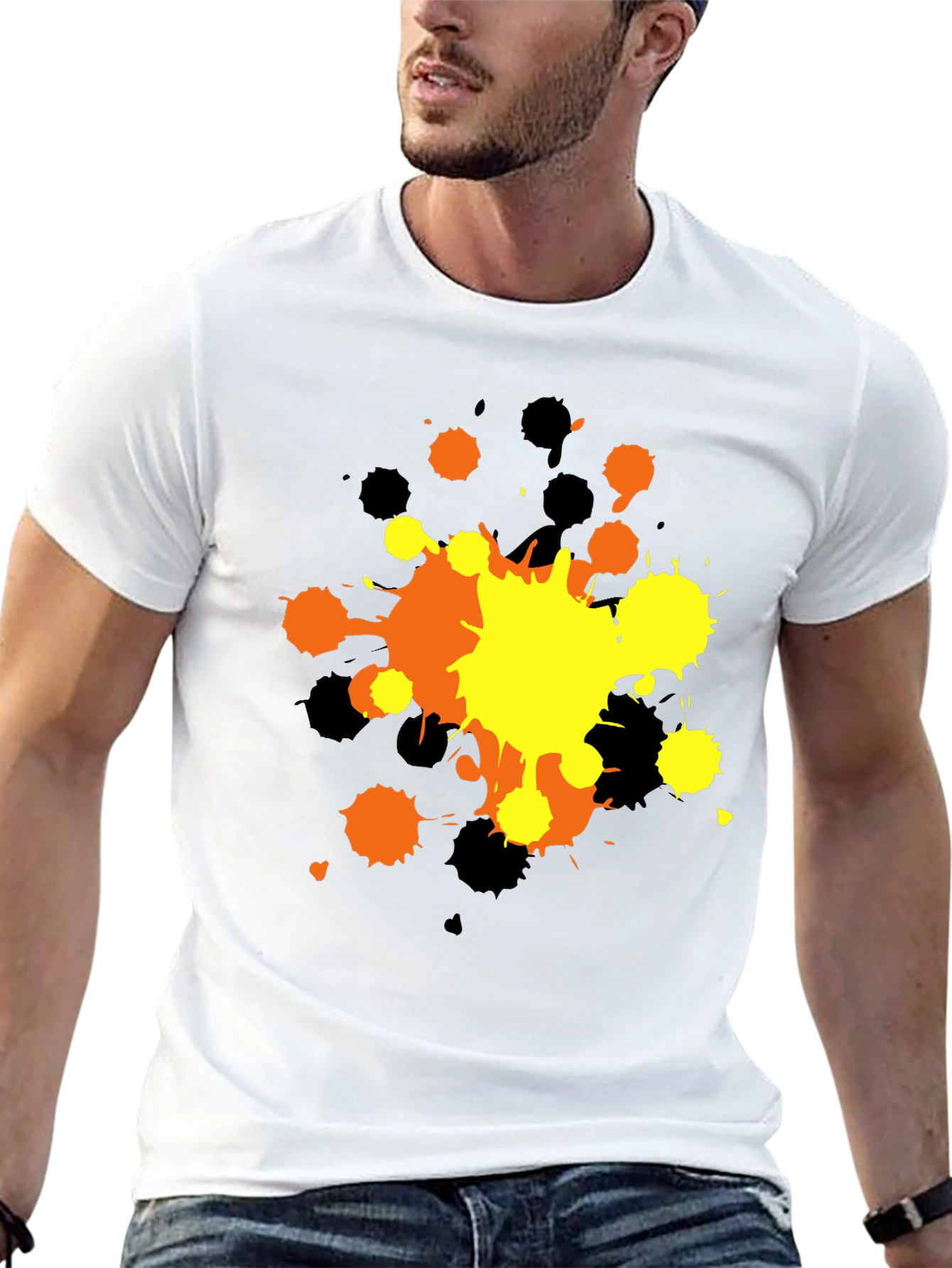 Abstract Splatter Graphic T-Shirt - Black