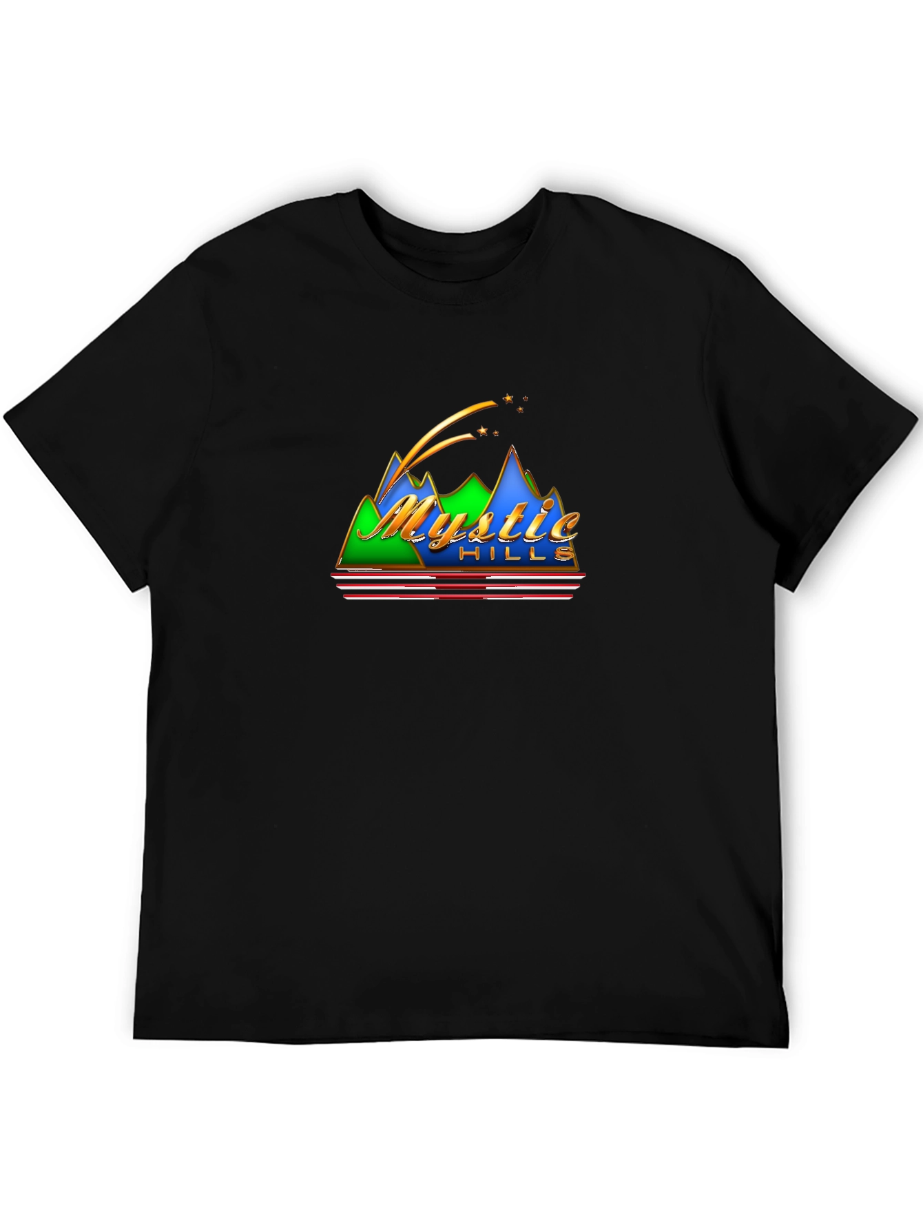 Mystic Hills Retro Graphic Black T-Shirt