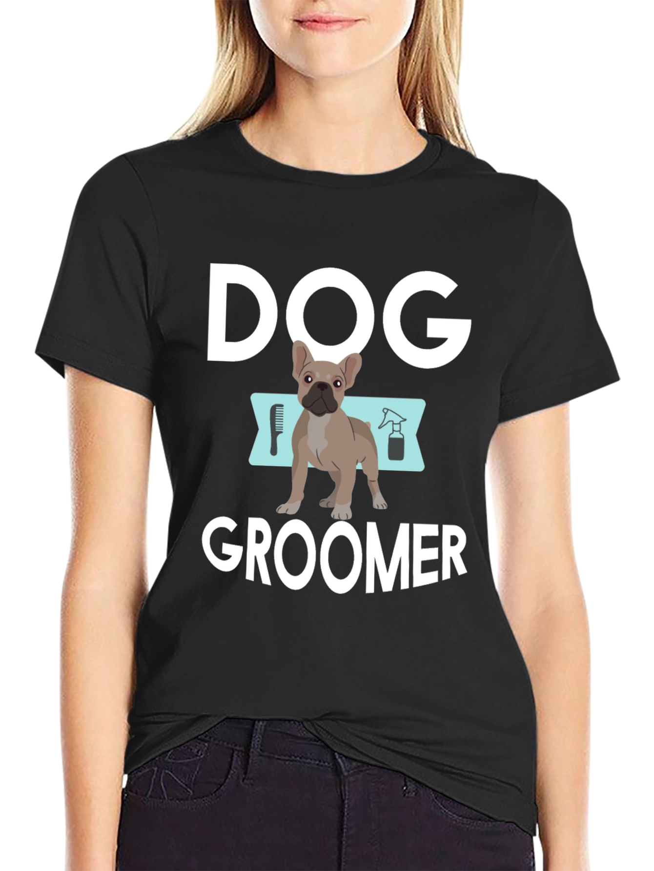 Dog Groomer T-Shirt - French Bulldog Design