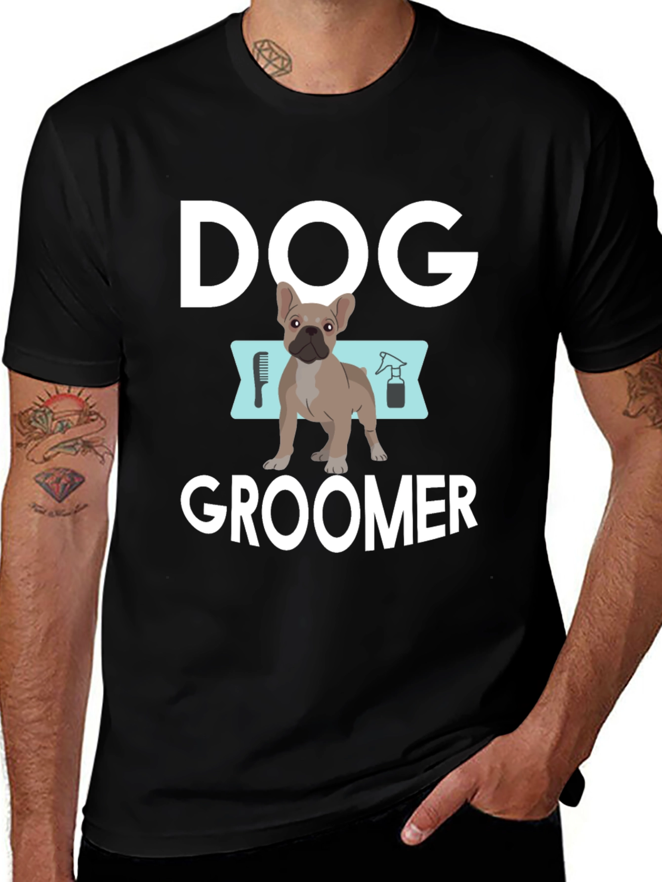 Dog Groomer T-Shirt - French Bulldog Design