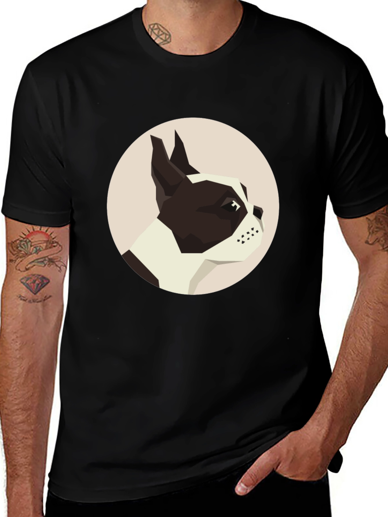 Geometric Dog Graphic Tee - Modern Canine Design