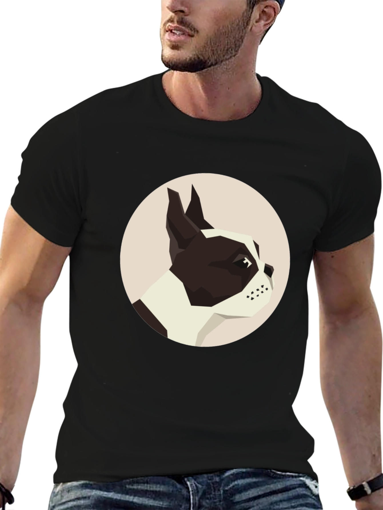 Geometric Dog Graphic Tee - Modern Canine Design