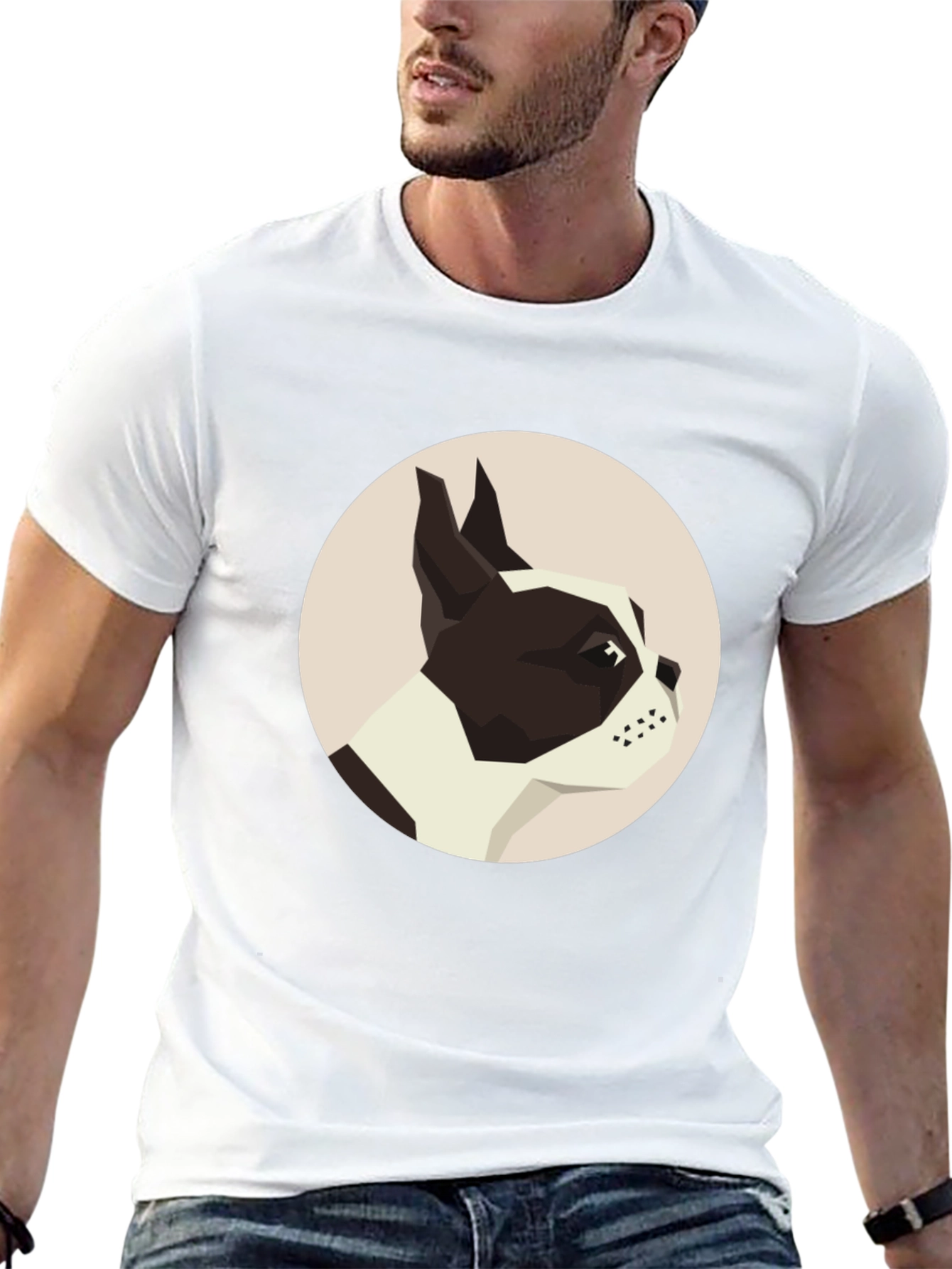 Geometric Dog Graphic Tee - Modern Canine Design