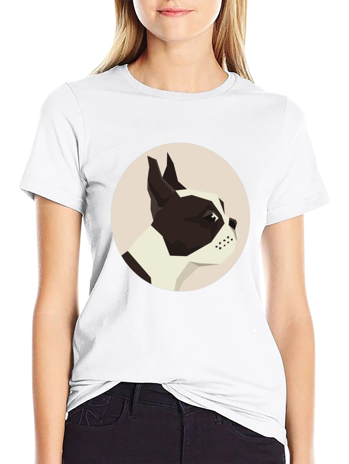 Geometric Dog Graphic Tee - Modern Canine Design