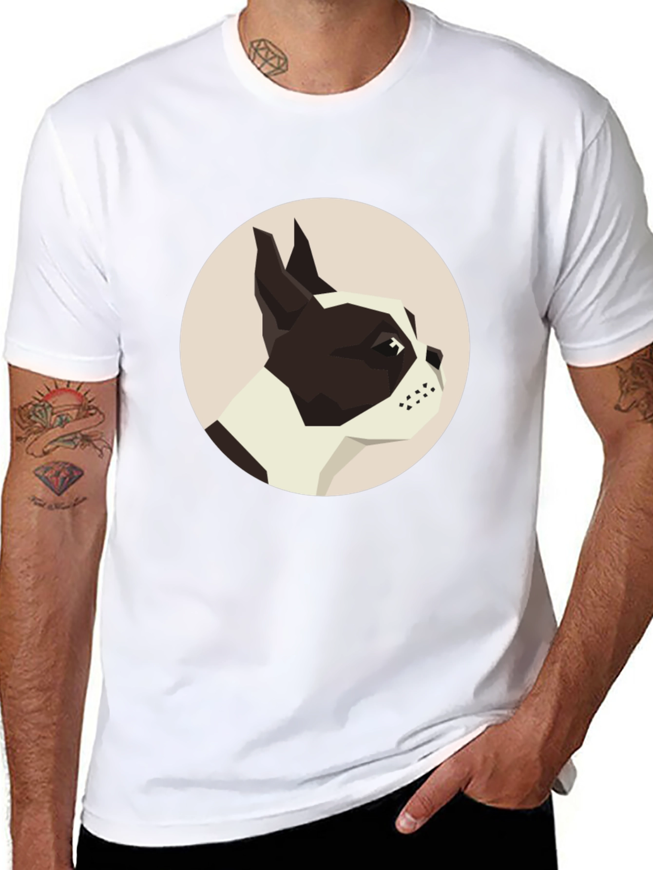 Geometric Dog Graphic Tee - Modern Canine Design