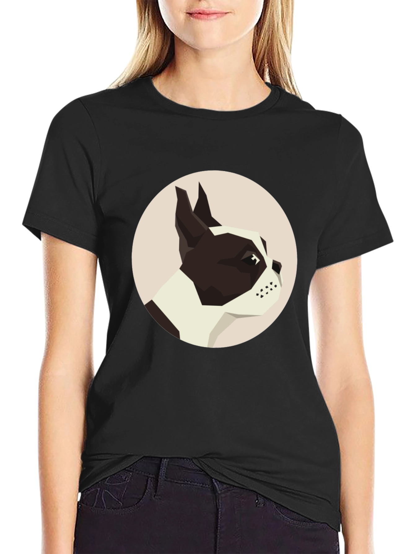 Geometric Dog Graphic Tee - Modern Canine Design