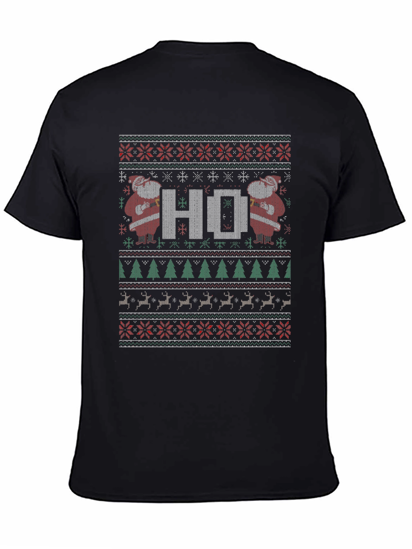 Festive HO Santa Ugly Christmas Sweater T-Shirt