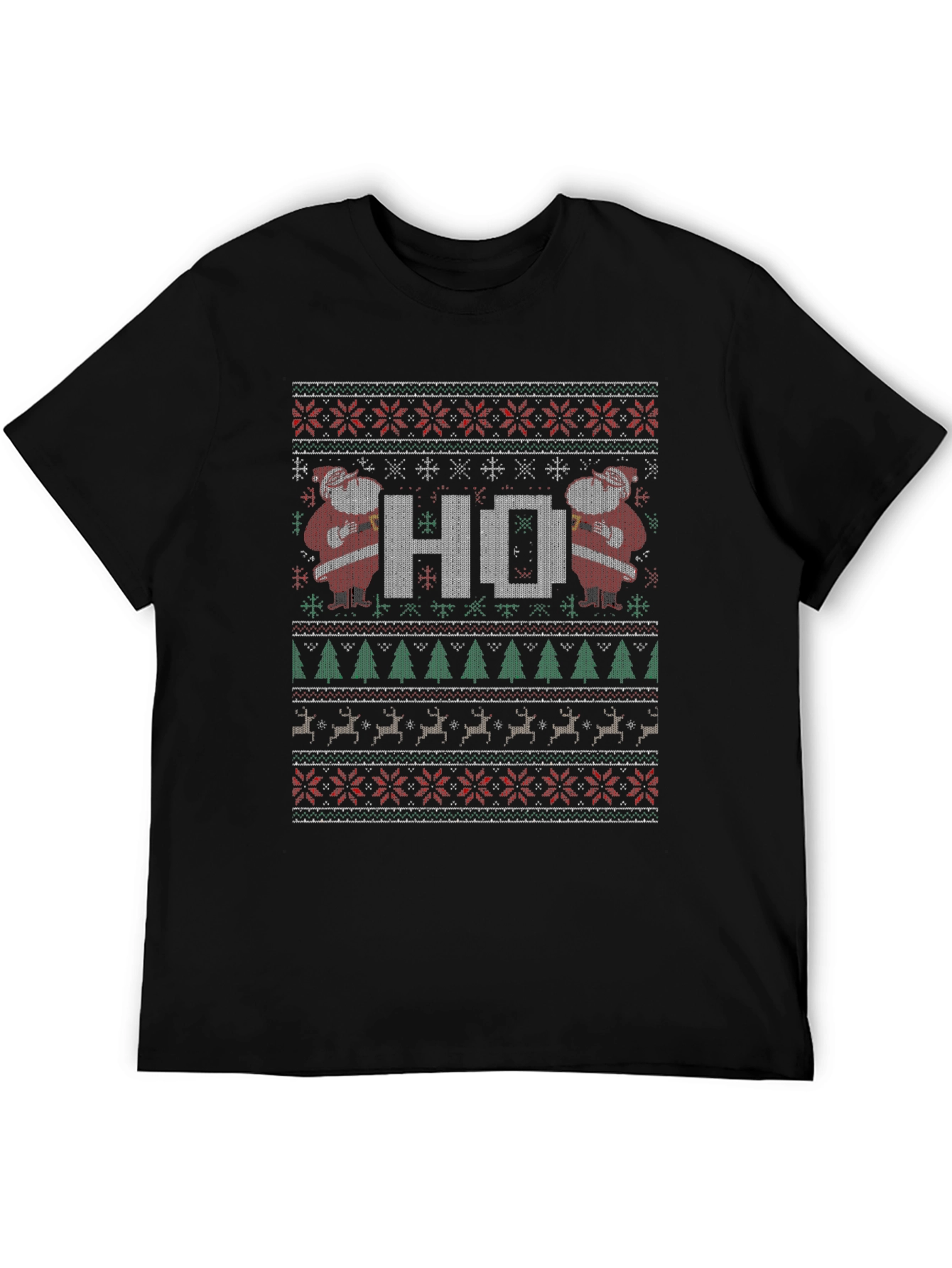 Festive HO Santa Ugly Christmas Sweater T-Shirt