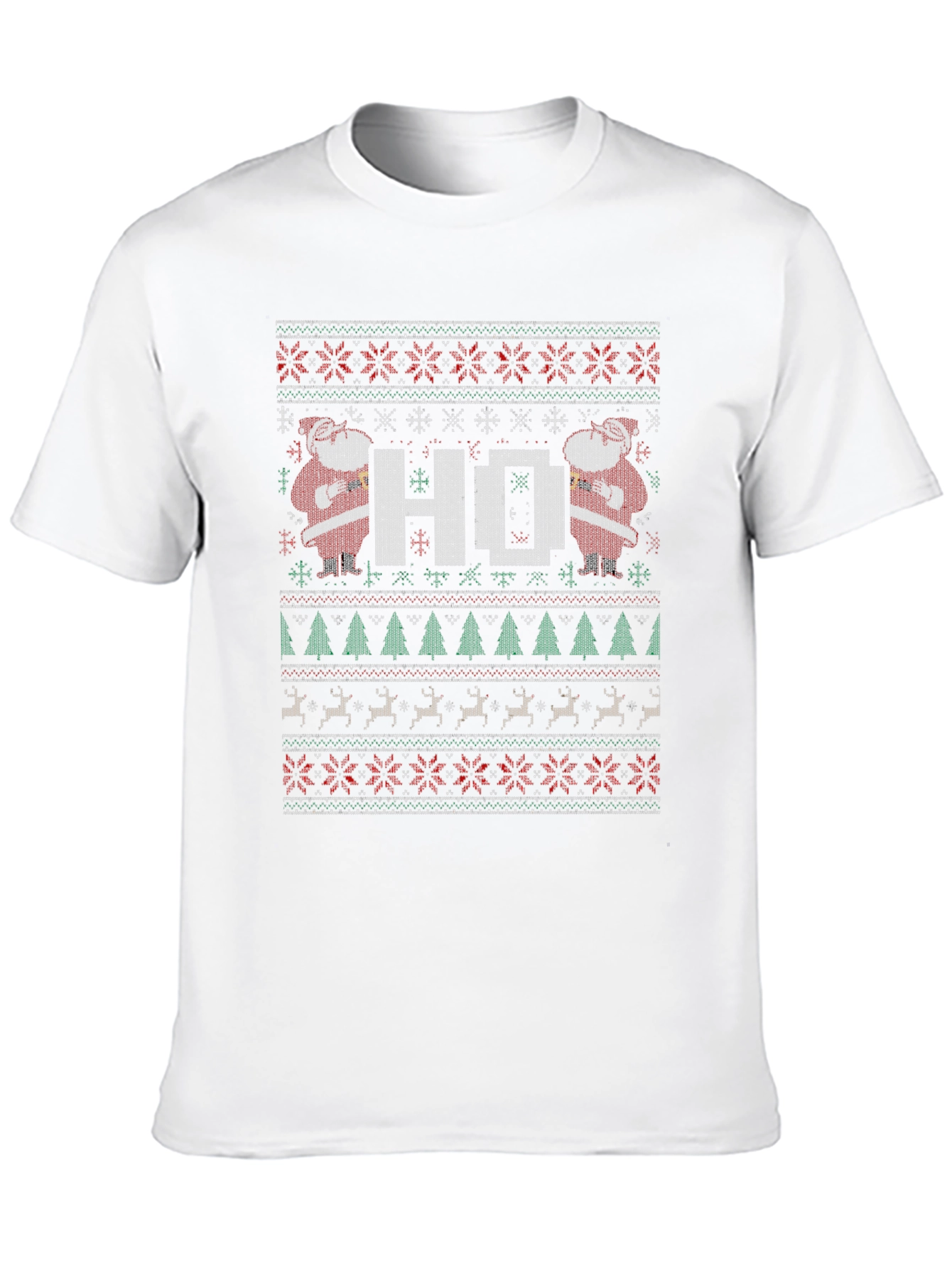 Festive HO Santa Ugly Christmas Sweater T-Shirt