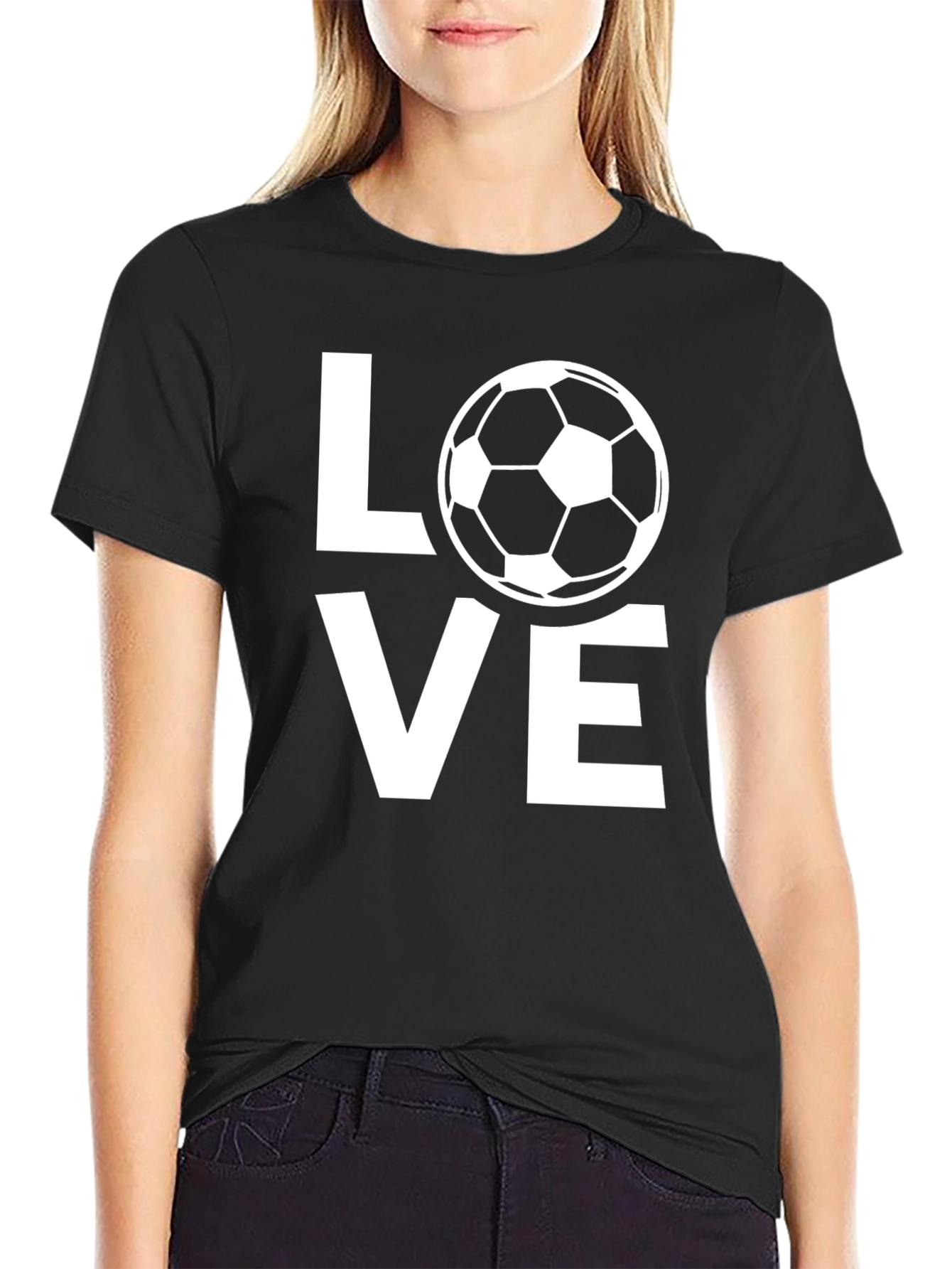 Love Soccer Black Graphic Tee