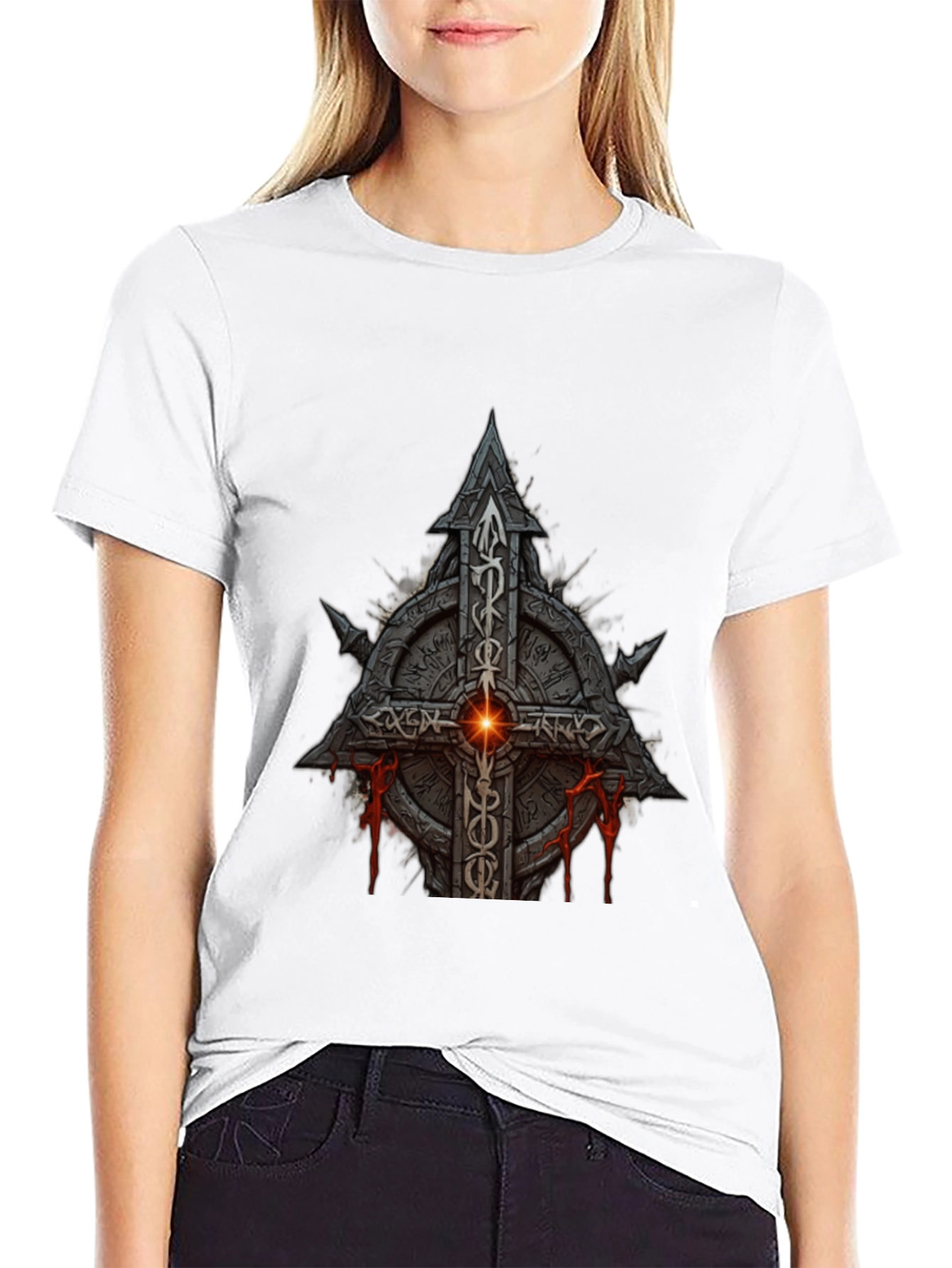 Darkstone Cross Graphic Tee - Gothic Style